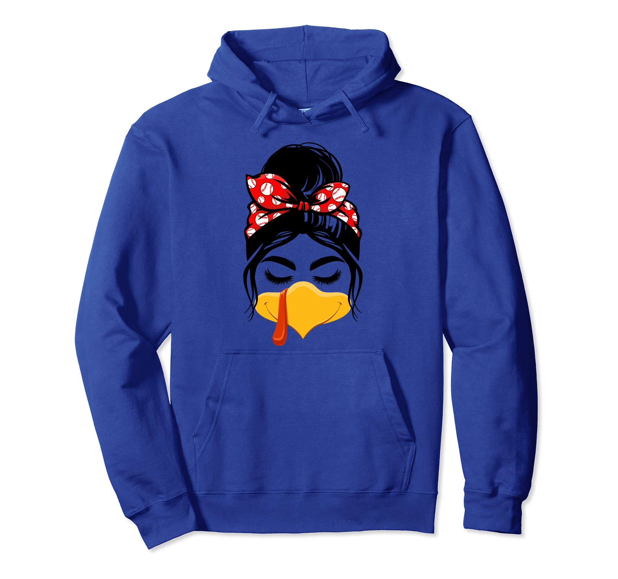 Messy Bun Baseball Mom Turkey Face Matching Hoodie - Unique Graphic Unisex - T-Shirt, Sweatshirt, Hoodie