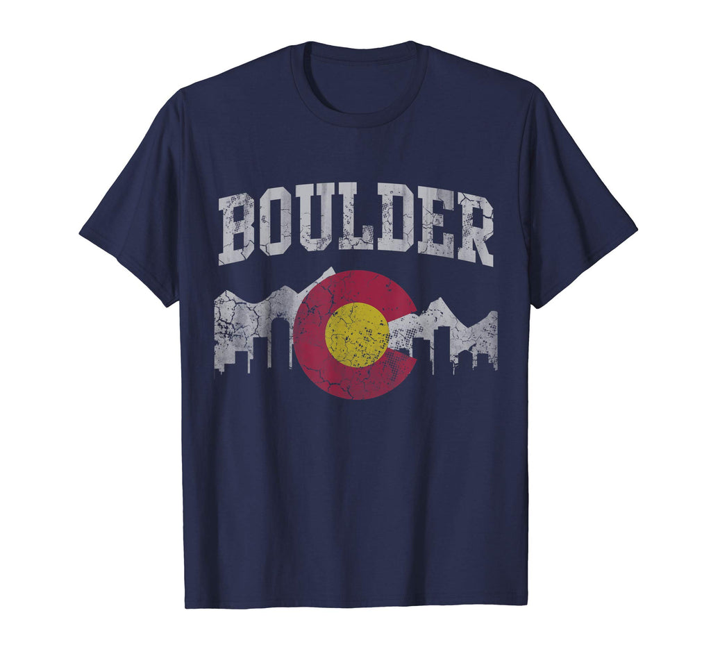 Boulder Colorado Flag Skyline T-Shirt - Fun Novelty Design Men Women - T-Shirt, Sweatshirt, Hoodie