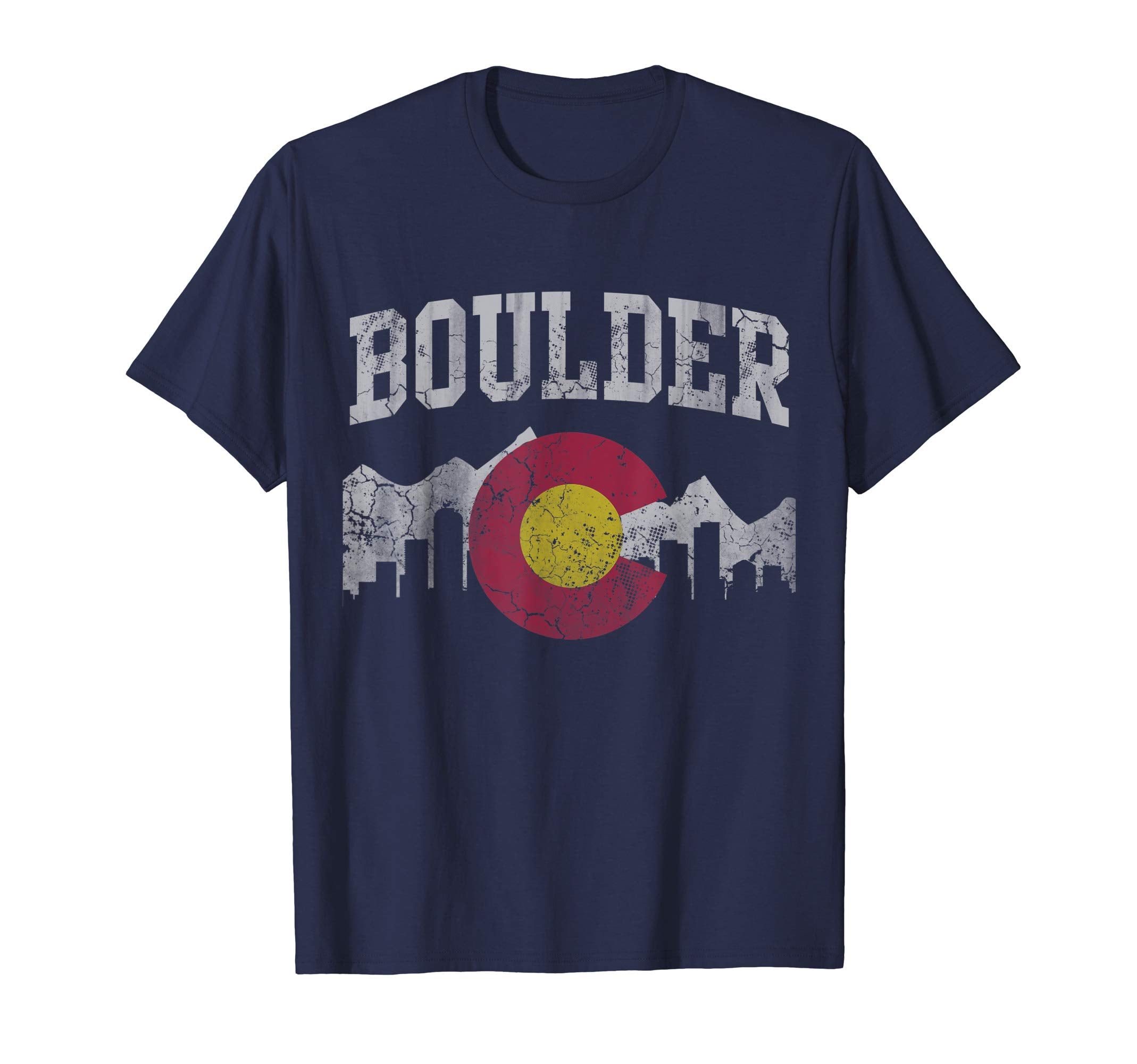 Boulder Colorado Flag Skyline T-Shirt - Fun Novelty Design Men Women - T-Shirt, Sweatshirt, Hoodie