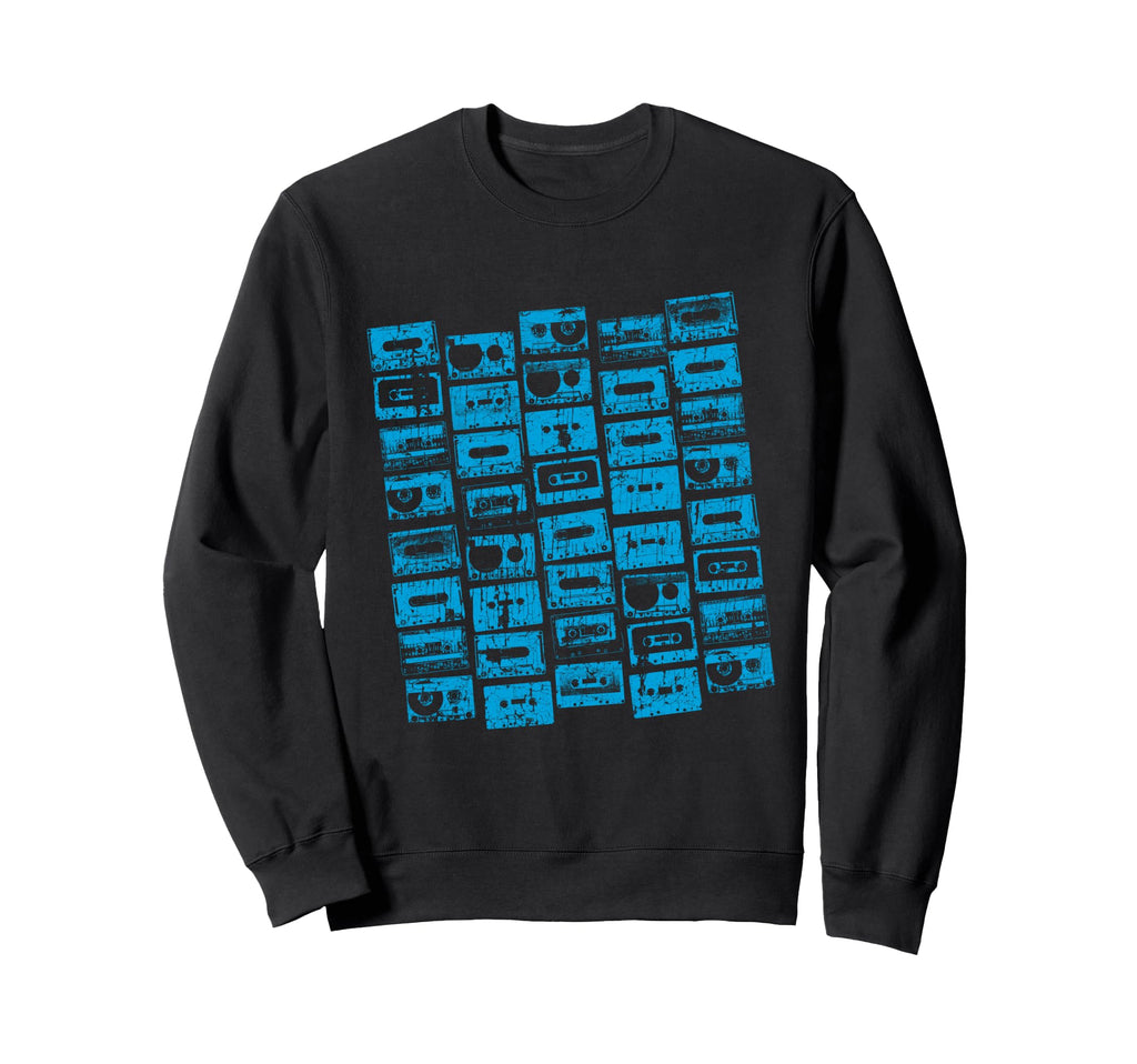 Blue Cassette Tapes Faded Sweatshirt - Minimalist Print for Adults - T-Shirt, Sweatshirt, Hoodie