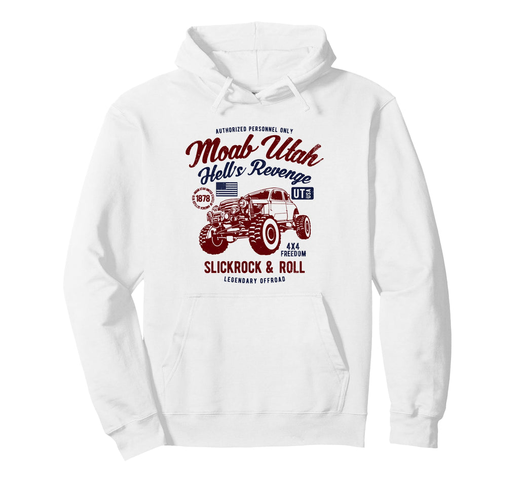Moab Utah Hells Revenge 4X4 Distressed Hoodie - Aesthetic Graphic Men Women - T-Shirt, Sweatshirt, Hoodie