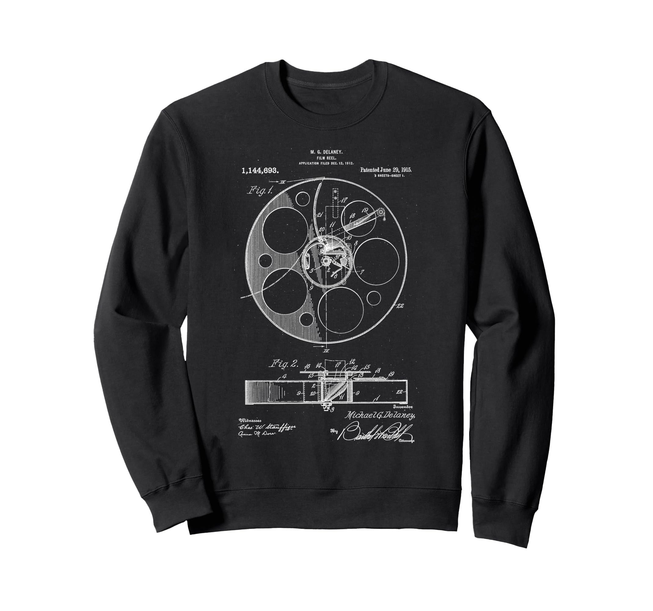Camera Filmmaker Film Reel Patent Sweatshirt - Aesthetic Graphic Unisex - T-Shirt, Sweatshirt, Hoodie