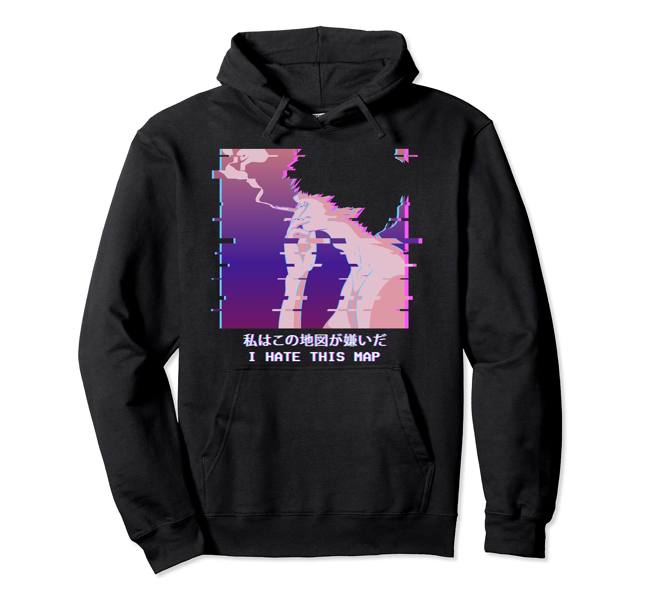 I Hate This Map Lofi Anime Vaporwave Hoodie - Graphic Print for Adults - T-Shirt, Sweatshirt, Hoodie