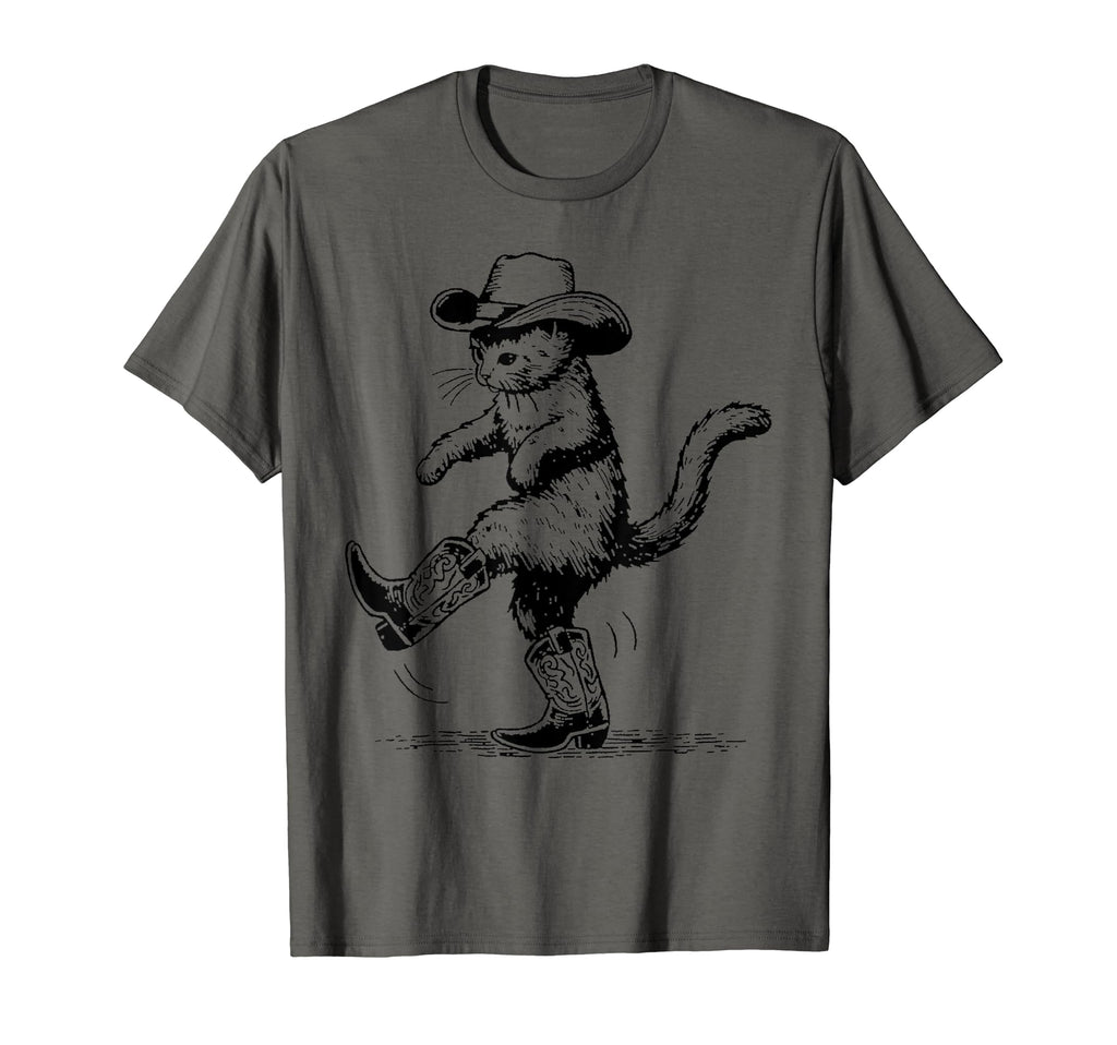 Meowdy Funny Country Side Cat Hat Cowboy T-Shirt - Minimalist Print Unisex - T-Shirt, Sweatshirt, Hoodie