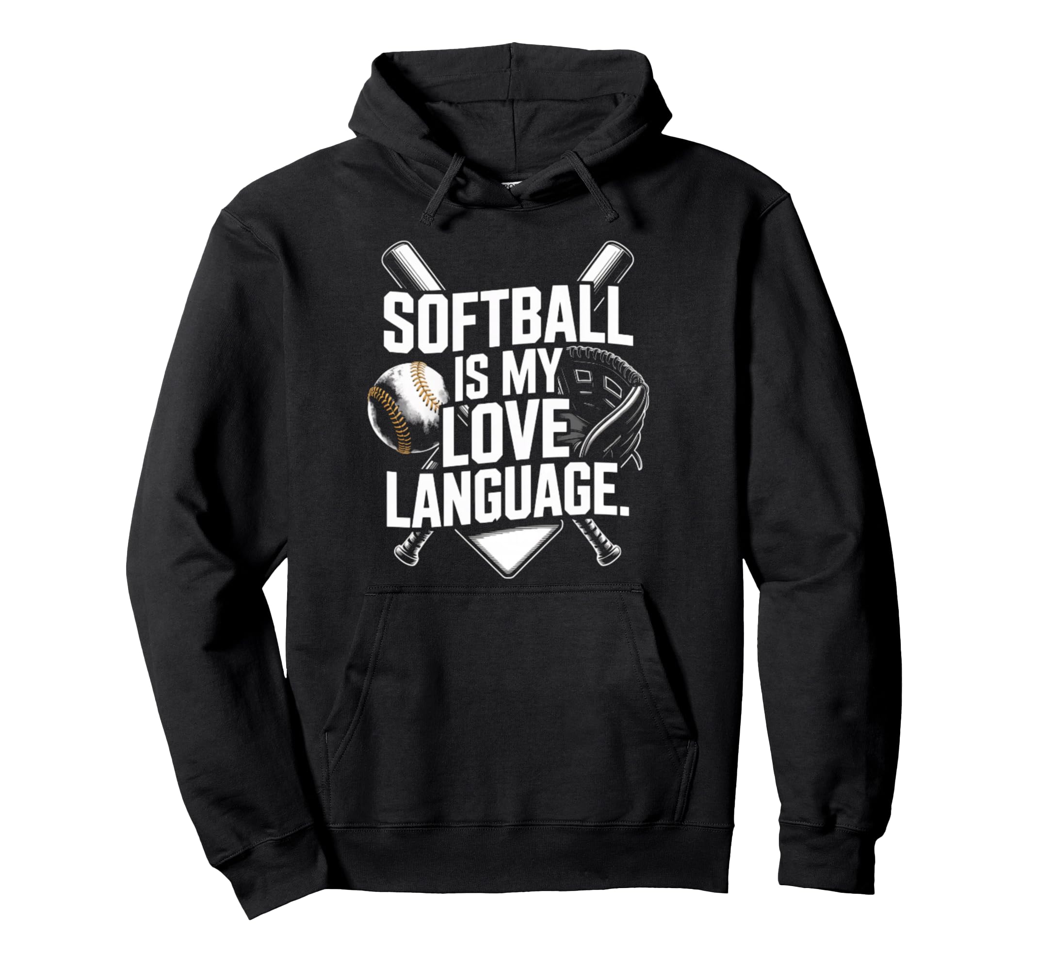 I Love Softball Is My Love Language Hoodie - Minimalist Print for Adults - T-Shirt, Sweatshirt, Hoodie