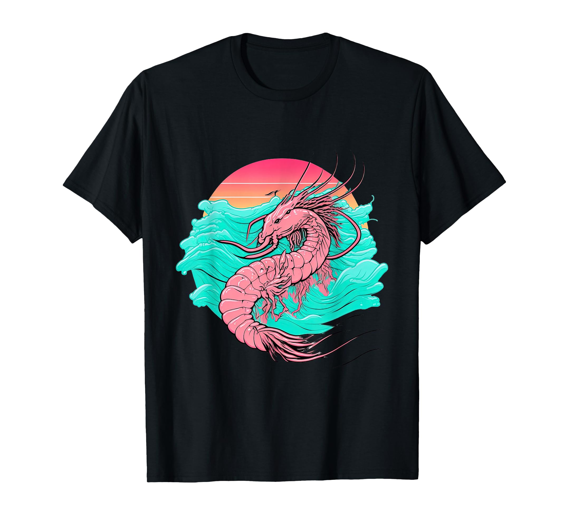 Shrimp Vaporwave Retrowave Aesthetic T-Shirt - Custom Art Print for Adults - T-Shirt, Sweatshirt, Hoodie
