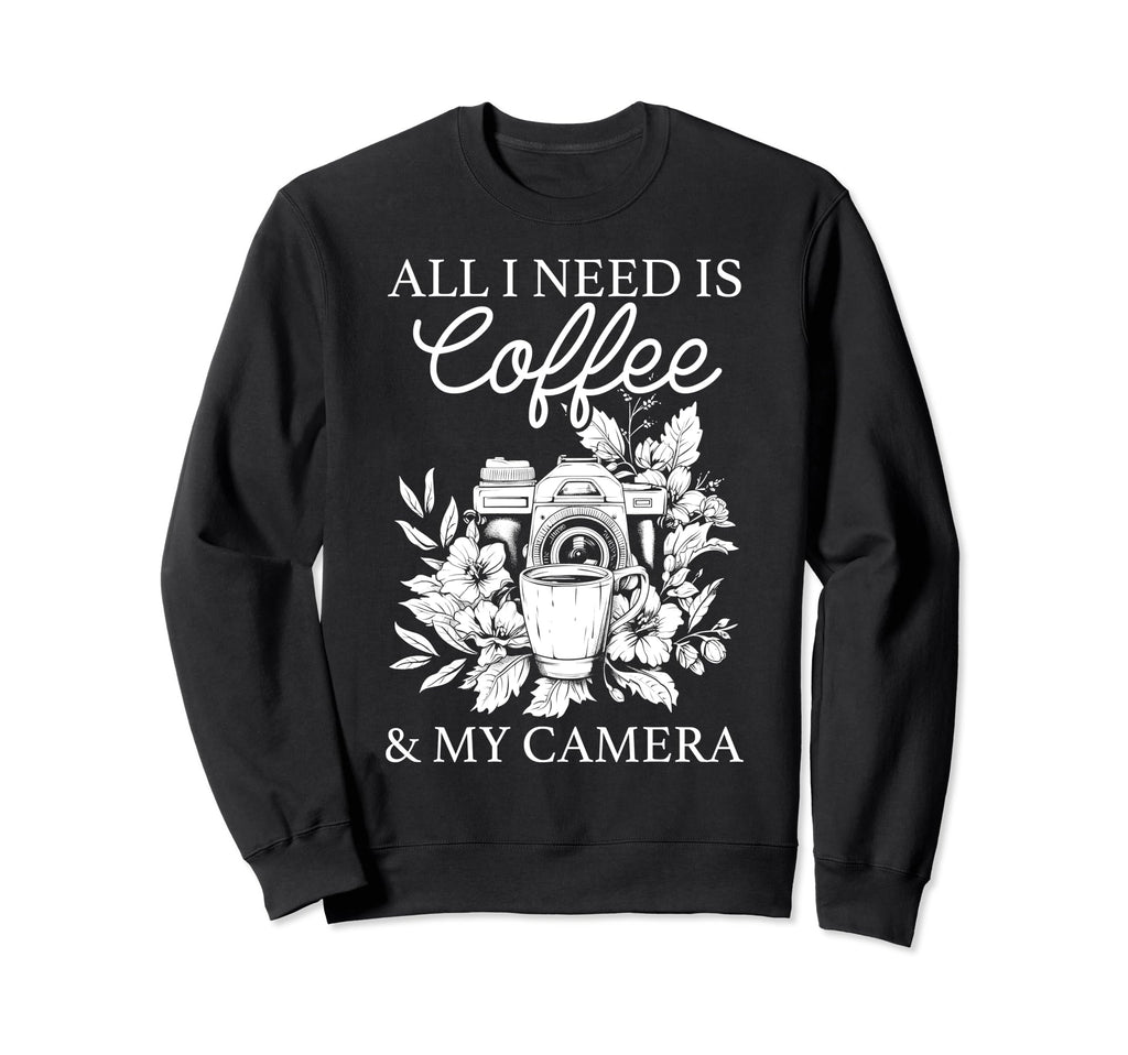 Coffee Camera Photographer Sweatshirt - Custom Art Print for Adults - T-Shirt, Sweatshirt, Hoodie