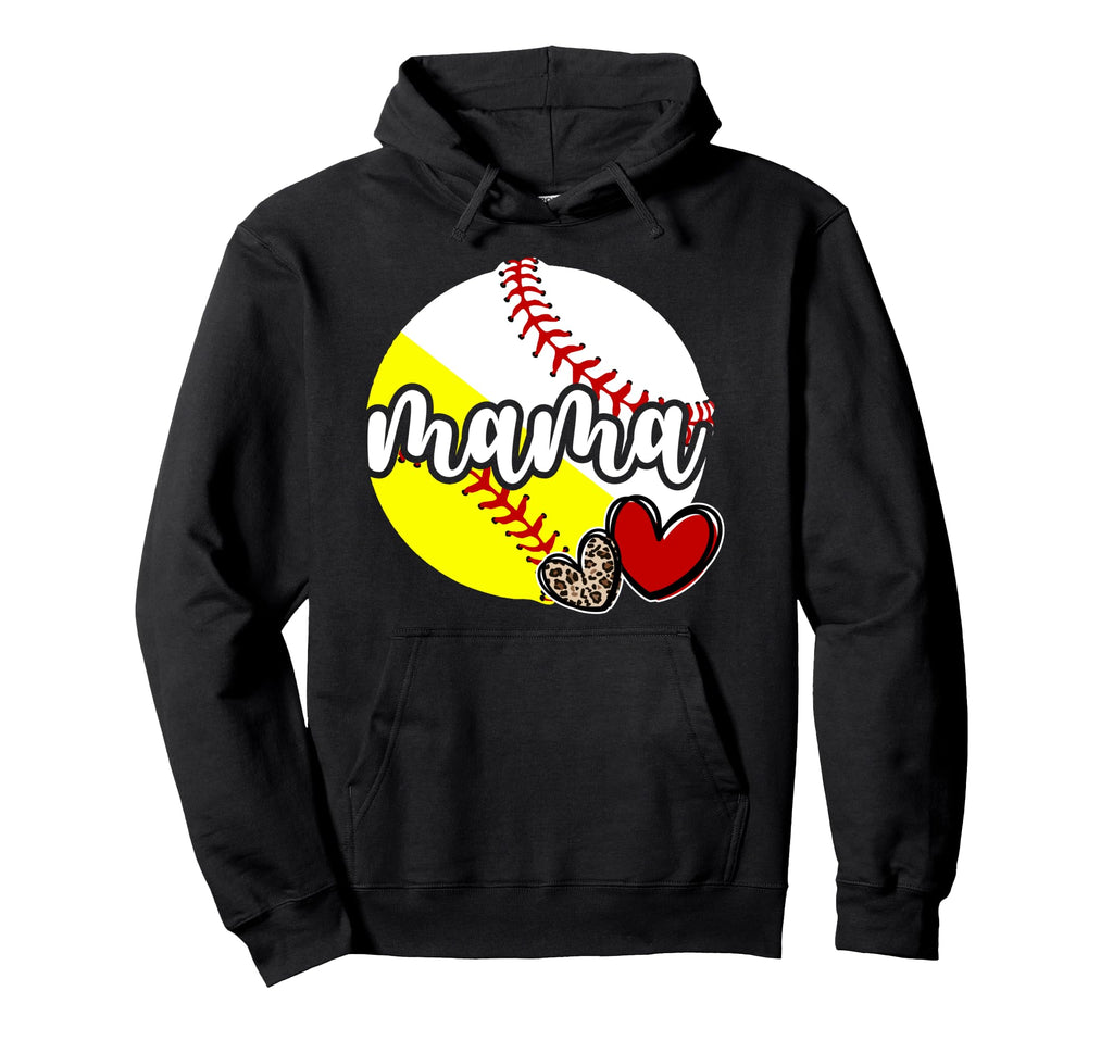 Baseball Softball Mama Proud Hoodie - Fun Novelty Design Men Women - T-Shirt, Sweatshirt, Hoodie