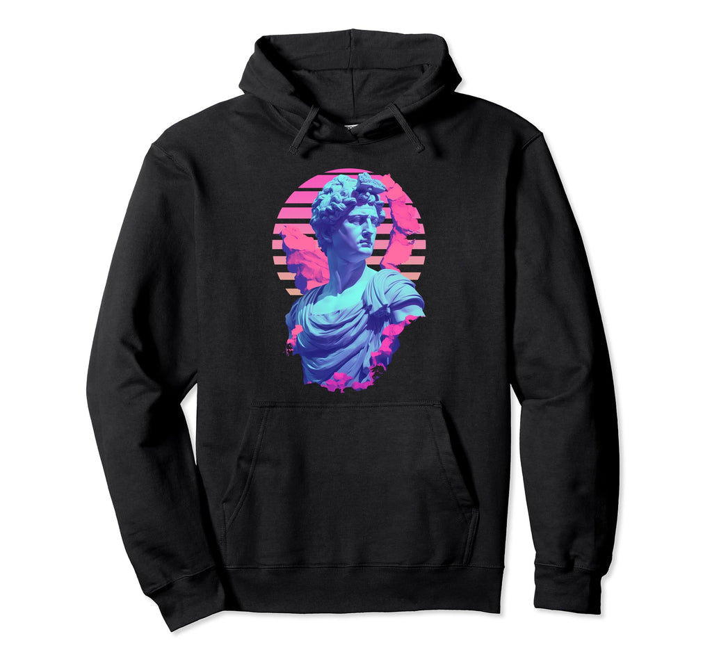 Vaporwave Aesthetic Synthwave Greek Hoodie - Fun Novelty Design Men Women - T-Shirt, Sweatshirt, Hoodie