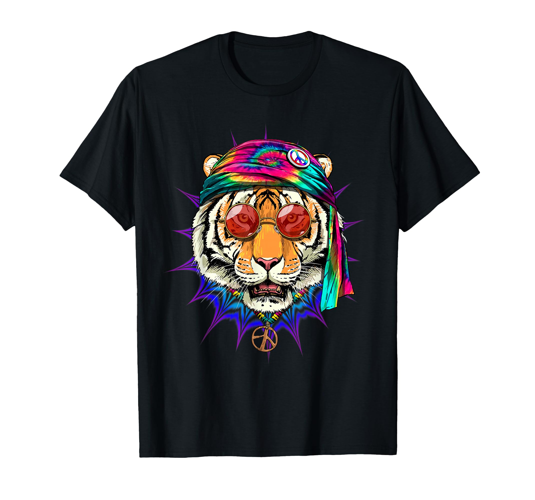 Tie Dye Hippie Tiger Hippiness Peace T-Shirt - Minimalist Print for Adults - T-Shirt, Sweatshirt, Hoodie