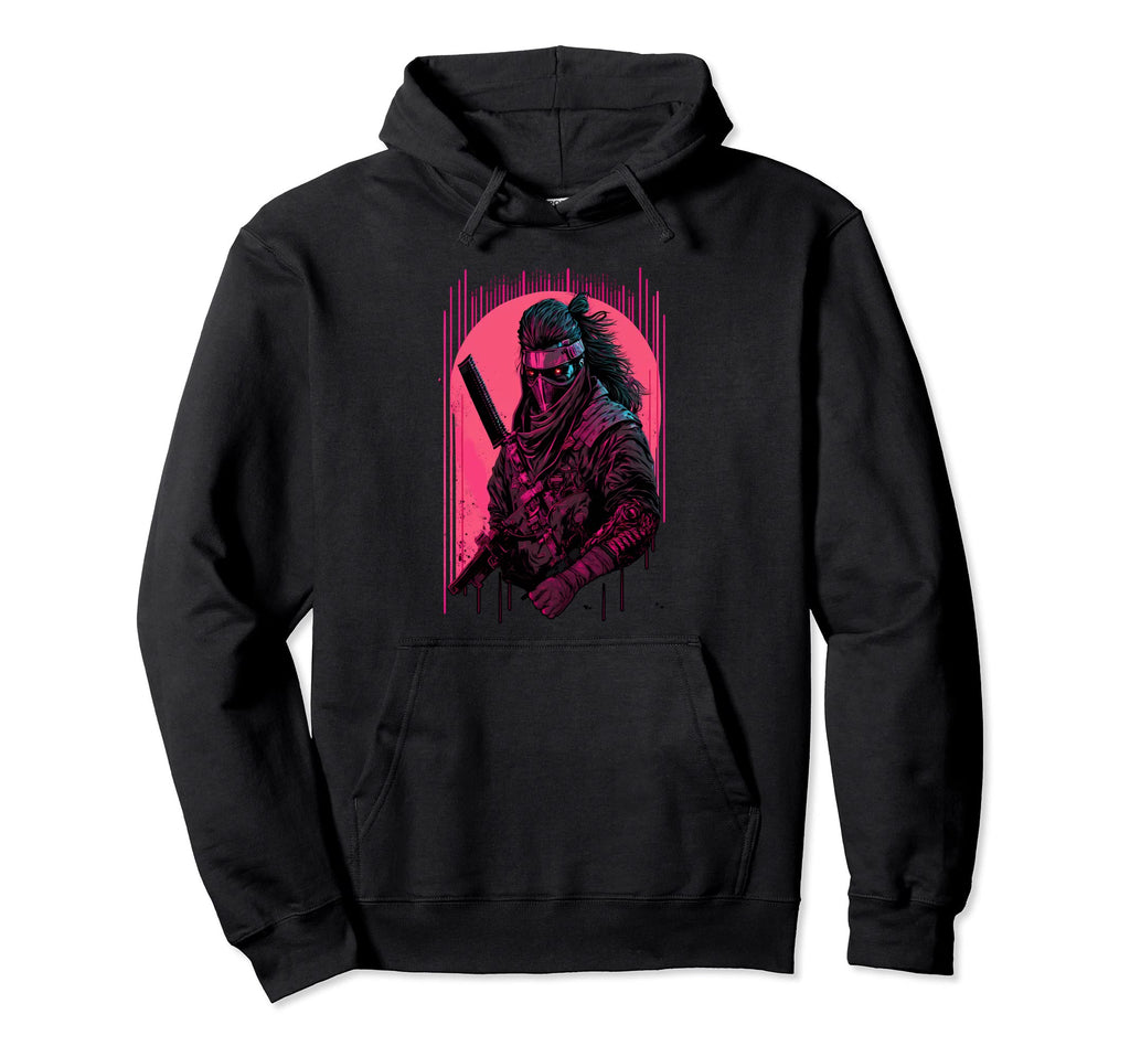 Cyberpunk Samurai Japanese Vaporwave Hoodie - Custom Art Print for Adults - T-Shirt, Sweatshirt, Hoodie