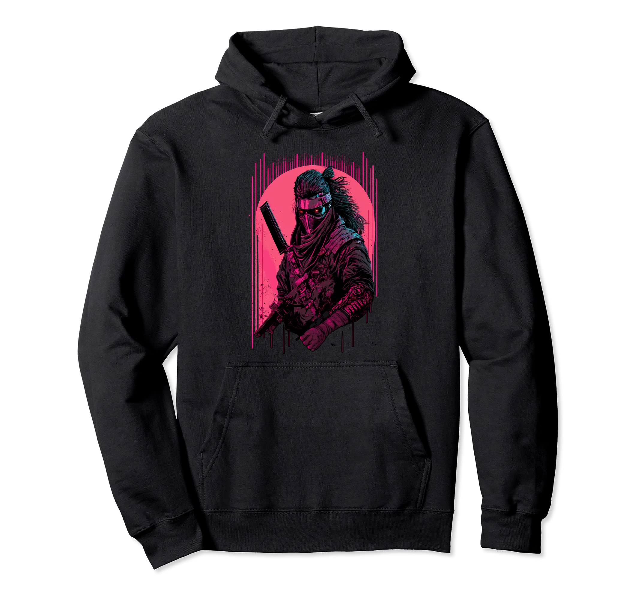 Cyberpunk Samurai Japanese Vaporwave Hoodie - Custom Art Print for Adults - T-Shirt, Sweatshirt, Hoodie