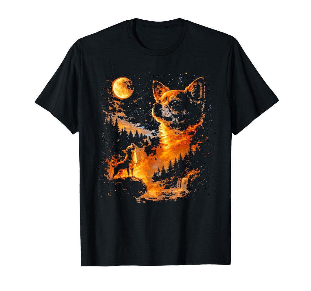 Funny Chihuahua Howling To Moon T-Shirt - Fun Novelty Design for Adults - T-Shirt, Sweatshirt, Hoodie