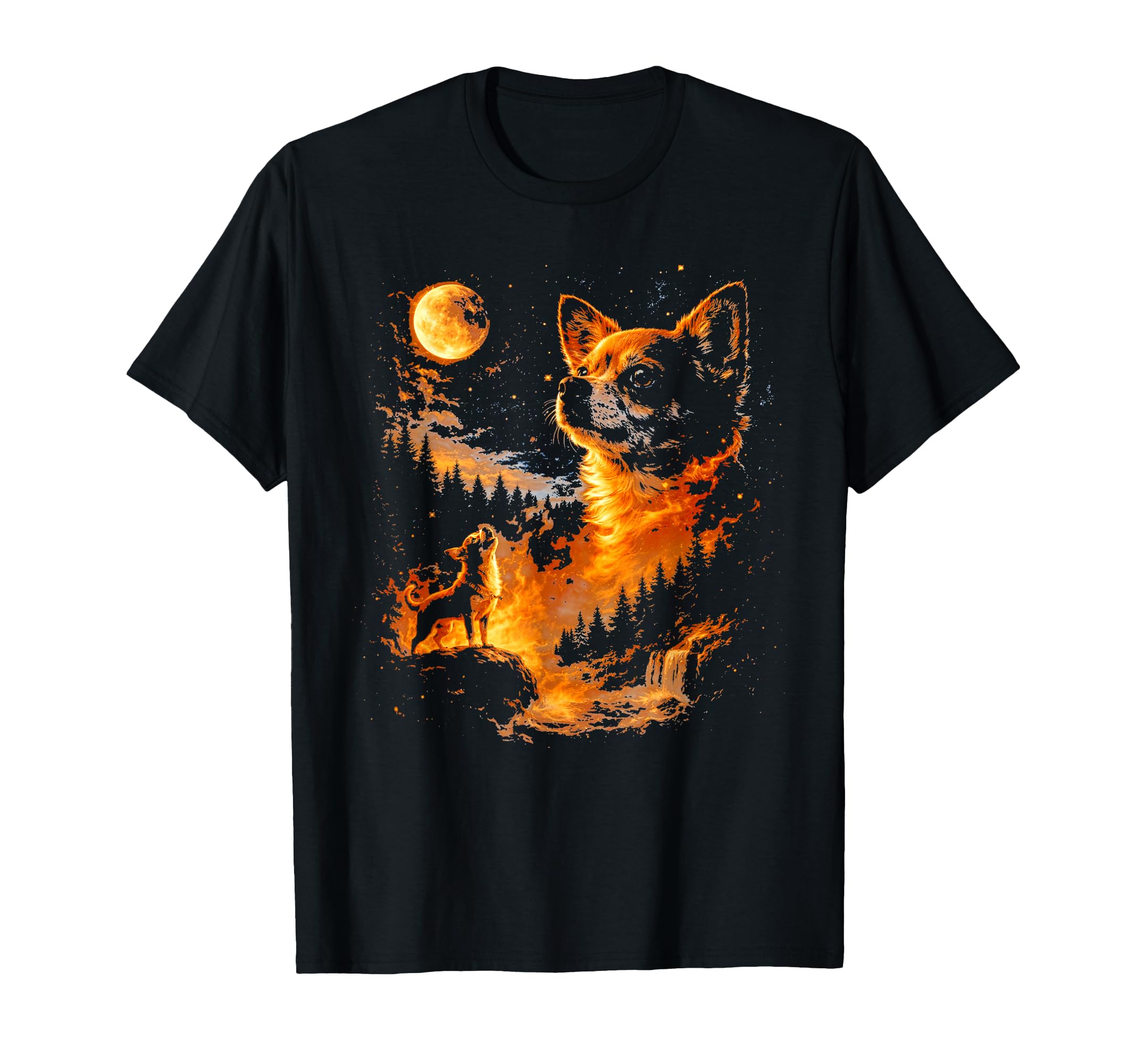 Funny Chihuahua Howling To Moon T-Shirt - Fun Novelty Design for Adults - T-Shirt, Sweatshirt, Hoodie