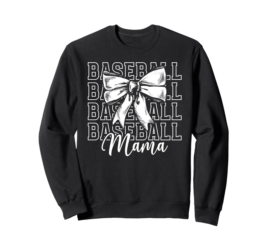 Baseball Mama Bow Baseball Mom Sweatshirt - Novelty Apparel Men Women - T-Shirt, Sweatshirt, Hoodie