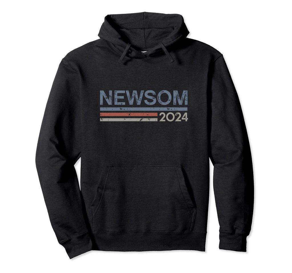 Newsom 2024 President Distressed Effect Hoodie - Novelty Apparel for Adults - T-Shirt, Sweatshirt, Hoodie