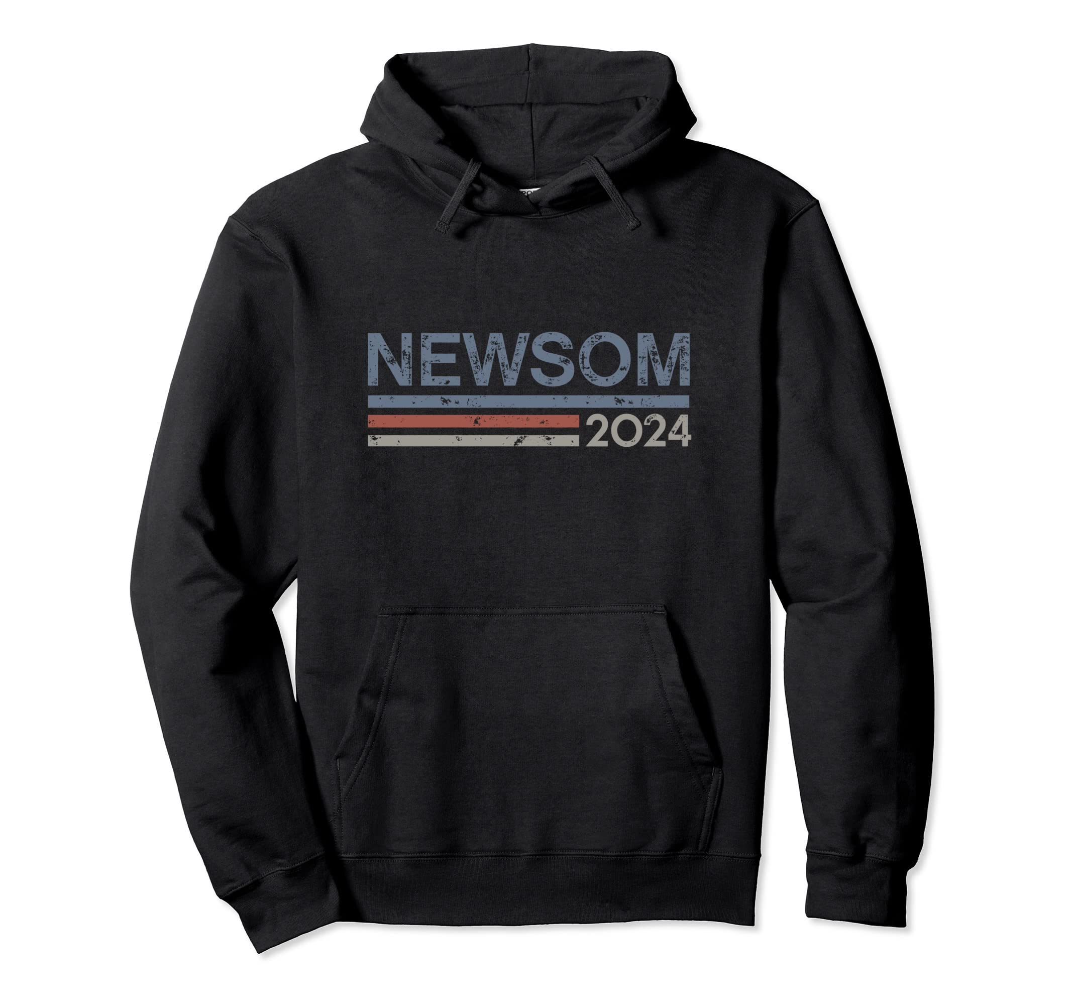 Newsom 2024 President Distressed Effect Hoodie - Novelty Apparel for Adults - T-Shirt, Sweatshirt, Hoodie