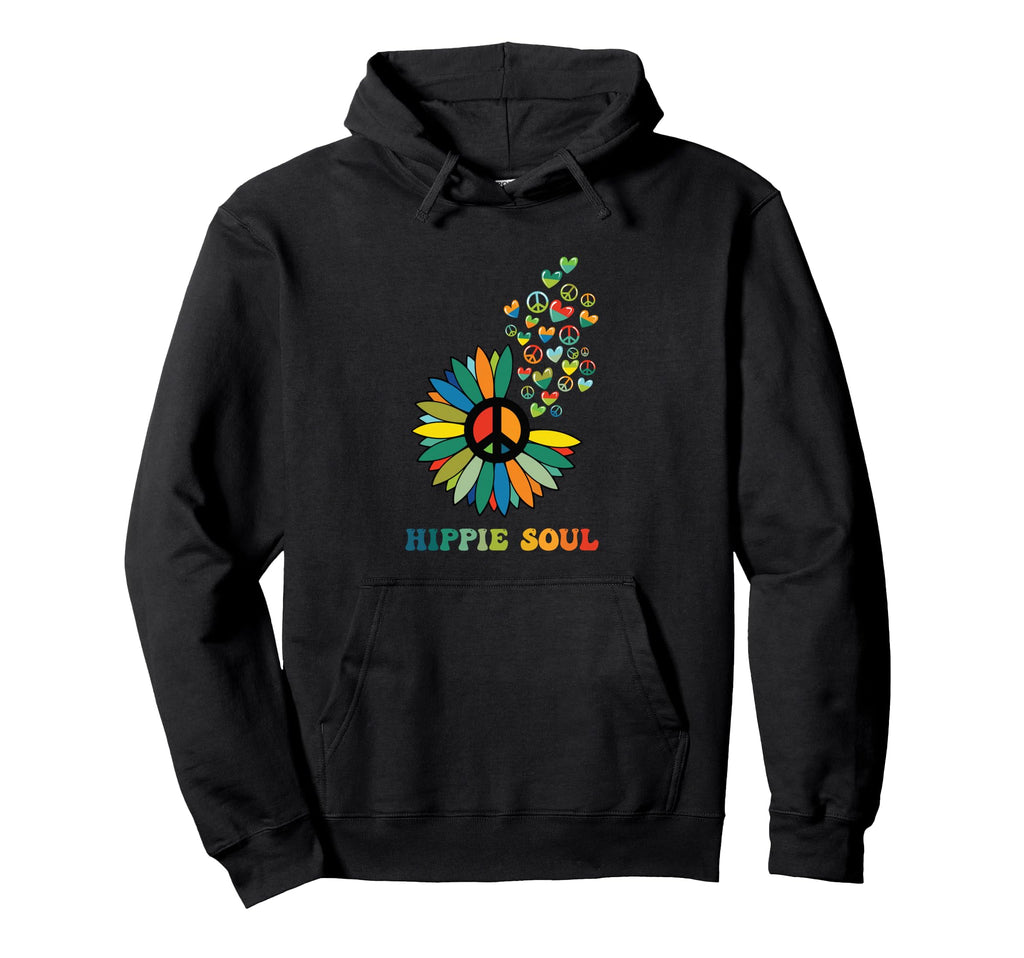 Boho Heart Daisy Peace Sign Love Hippie Hoodie - Novelty Apparel Men Women - T-Shirt, Sweatshirt, Hoodie