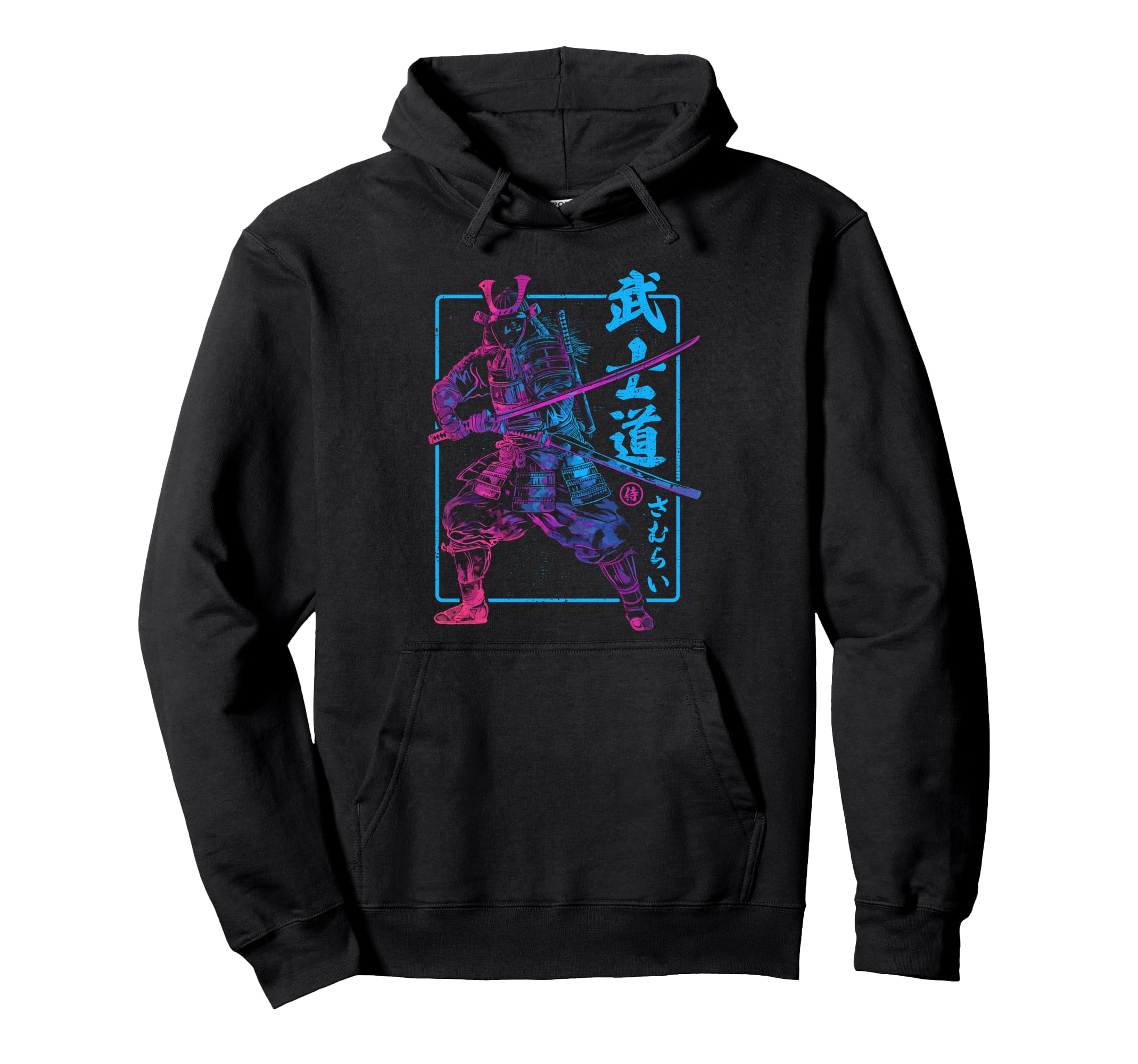 Futuristic Japanese Vaporwave Bushido Hoodie - Novelty Apparel for Adults - T-Shirt, Sweatshirt, Hoodie