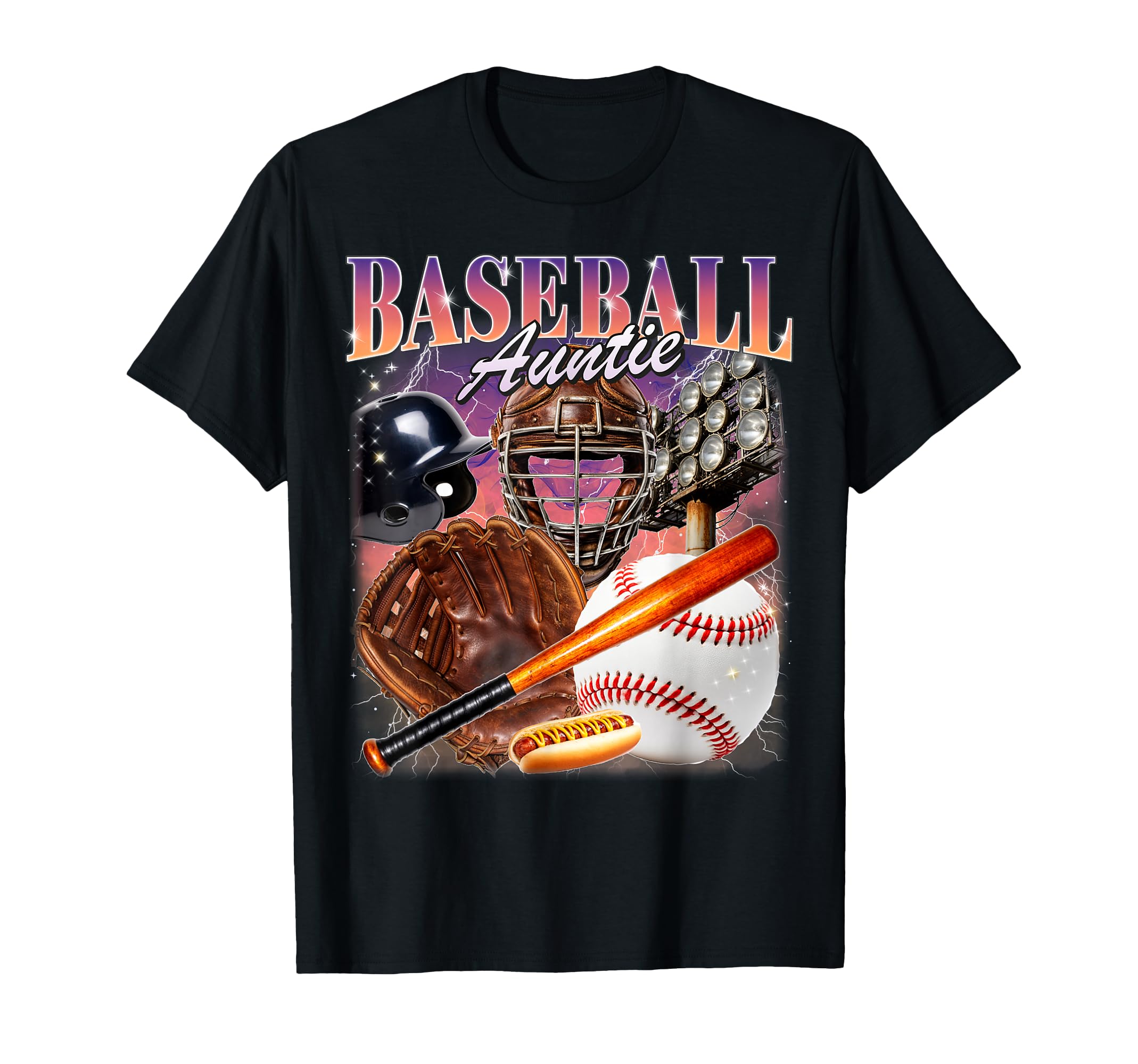 Baseball Auntie Bootleg 90S Aunt Mothers T-Shirt - Novelty Apparel Unisex - T-Shirt, Sweatshirt, Hoodie