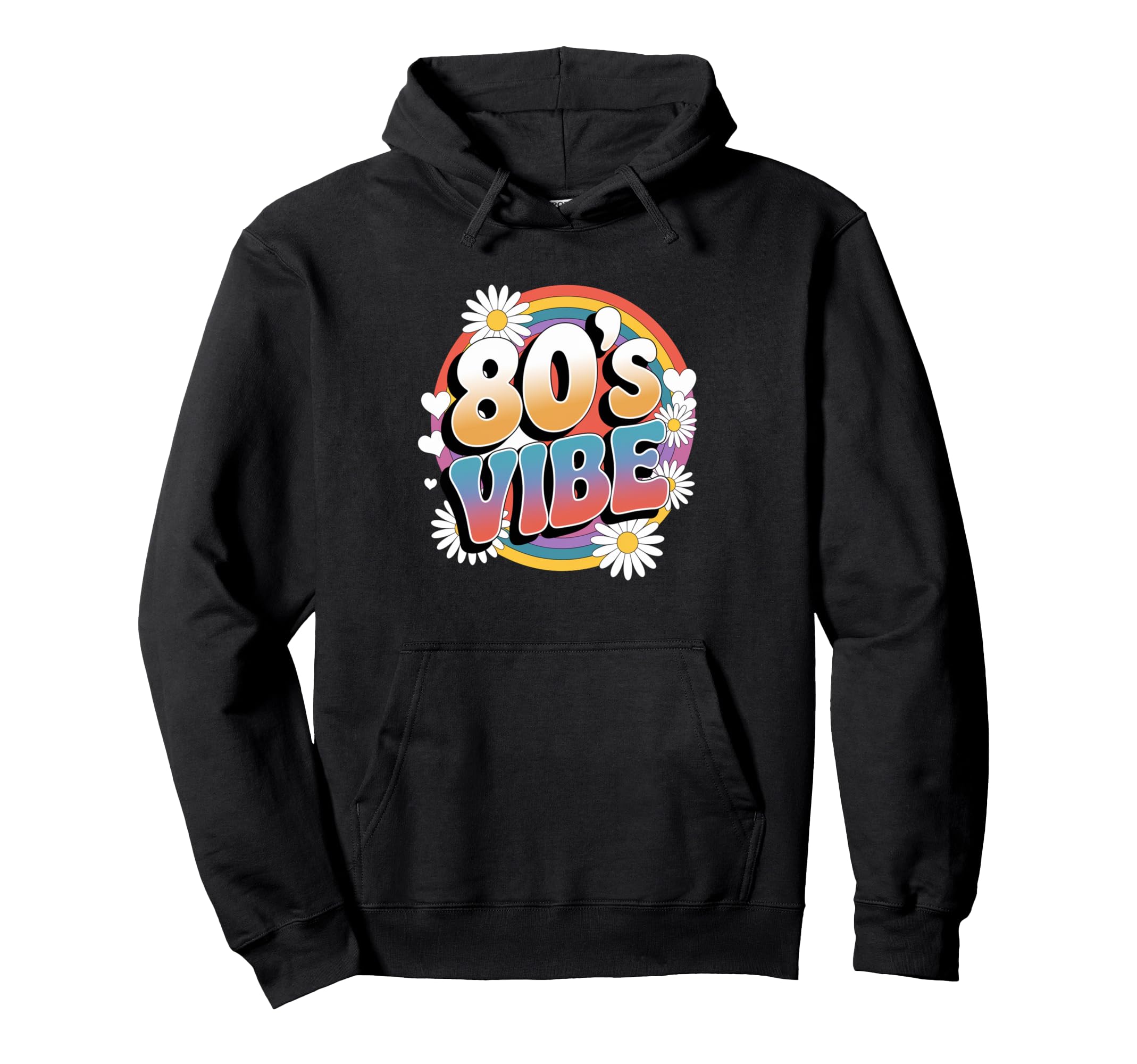 80S Vibe Rainbow Groovy Daisy Flower Hoodie - Unique Graphic for Adults - T-Shirt, Sweatshirt, Hoodie