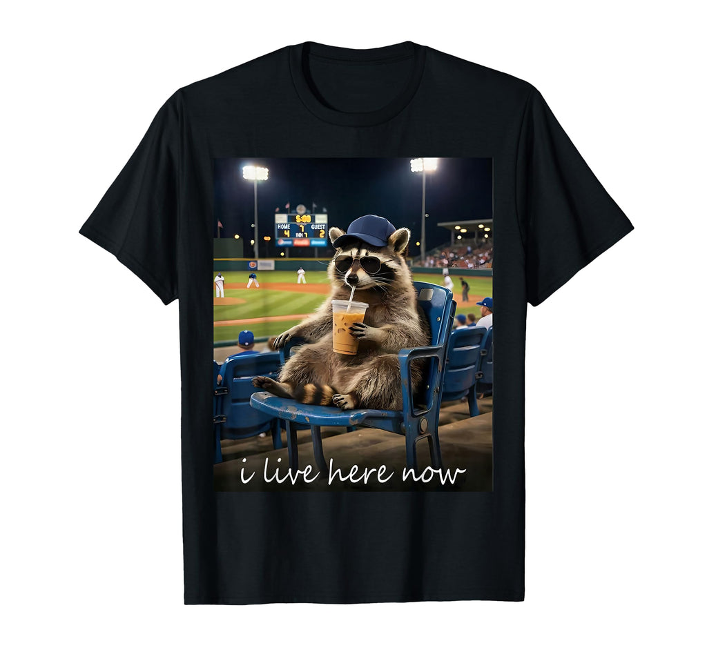 I Live Here Now Racoon Only Baseball T-Shirt - Minimalist Print Men Women - T-Shirt, Sweatshirt, Hoodie