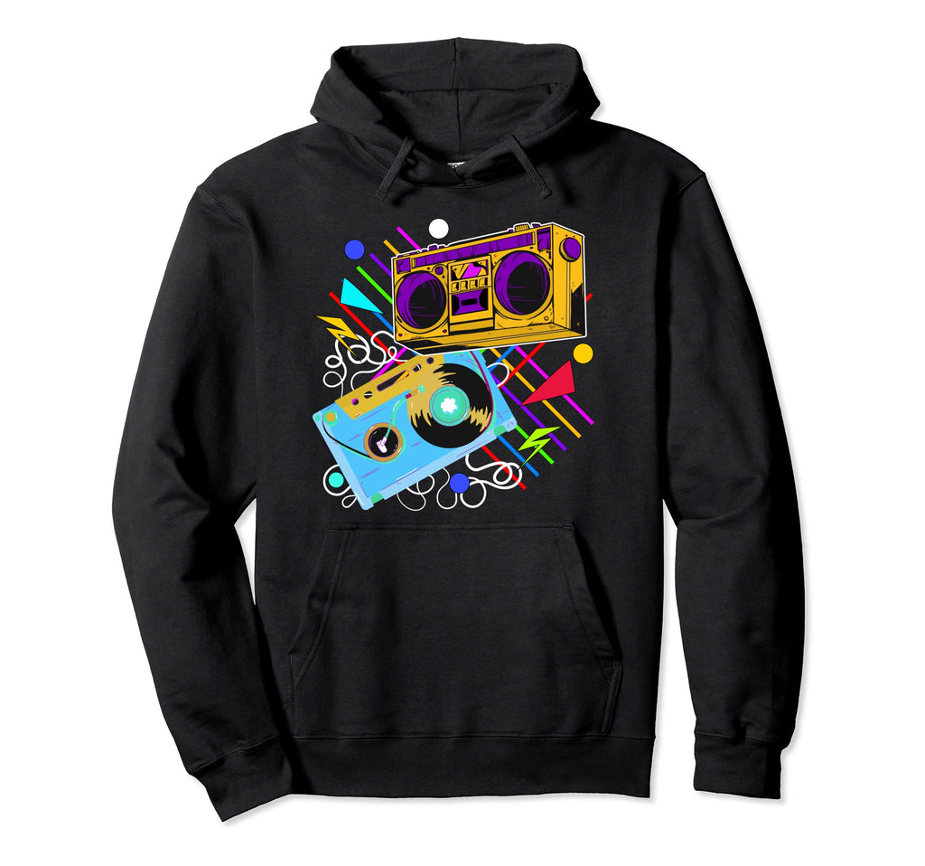 80S 90S Music Aesthetic Boombox Hoodie - Fun Novelty Design Unisex - T-Shirt, Sweatshirt, Hoodie