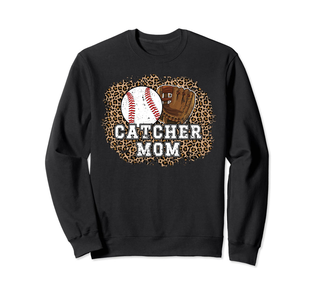 Baseball Catcher Mom Leopard Mom Sweatshirt - Streetwear Style for Adults - T-Shirt, Sweatshirt, Hoodie
