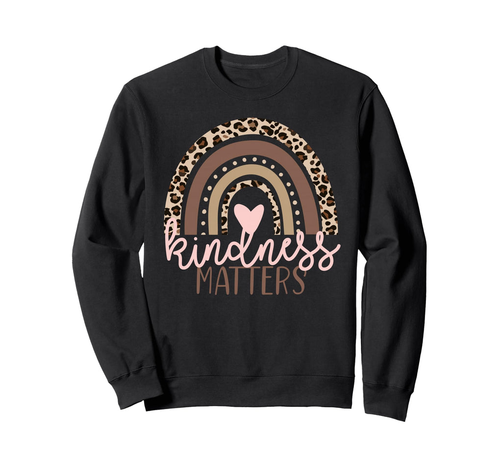 Kindness Matters Leopard Rainbow Sweatshirt - Novelty Apparel for Adults - T-Shirt, Sweatshirt, Hoodie