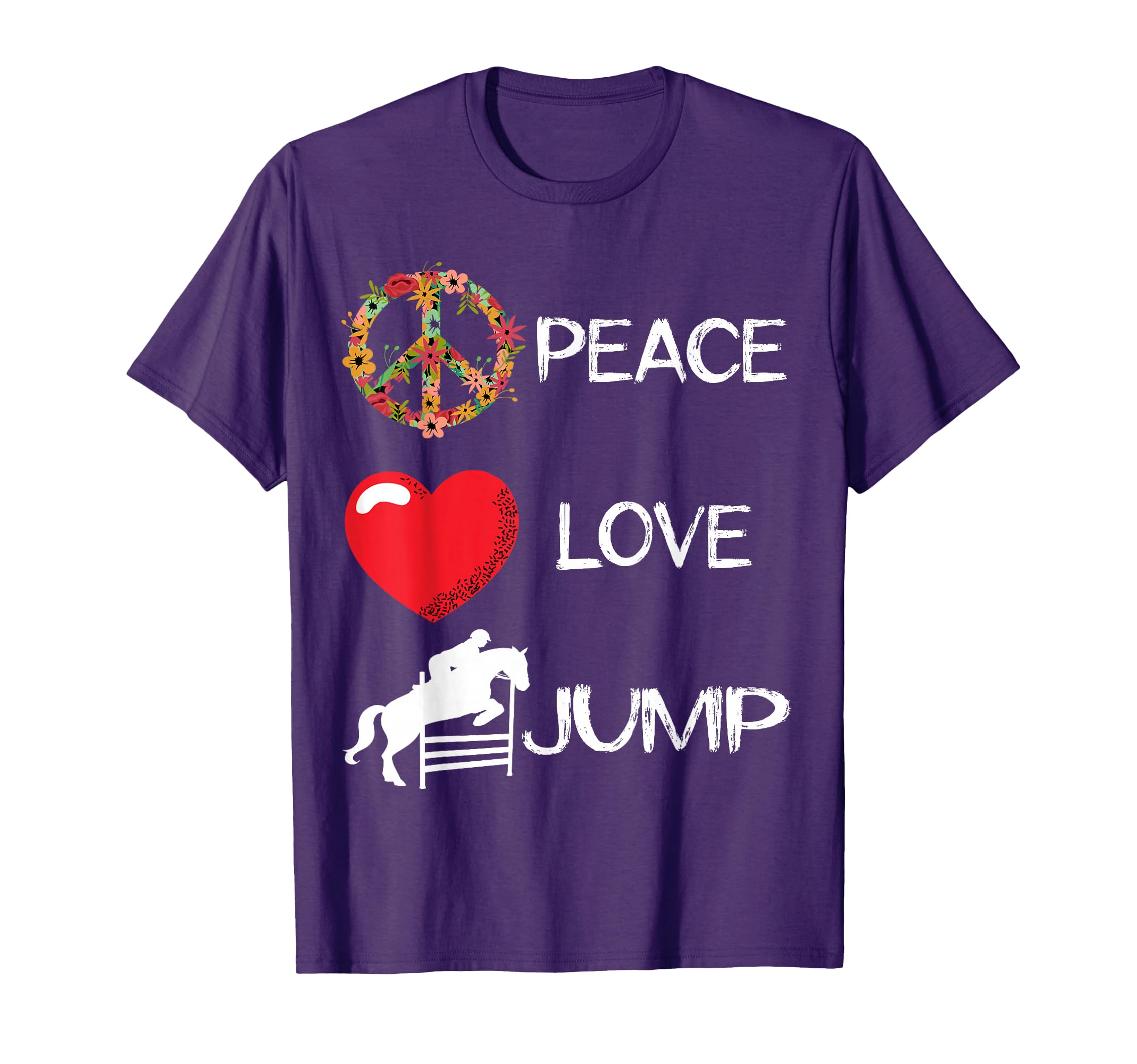Show Jumping Love Peace Jump T-Shirt - Casual Everyday Wear Men Women - T-Shirt, Sweatshirt, Hoodie