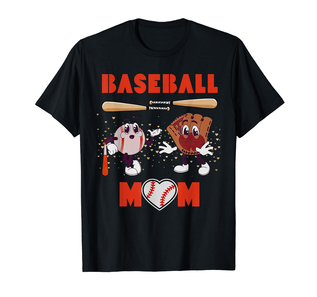 Baseball Mom Heart Baseball Mama T-Shirt - Novelty Apparel Men Women - T-Shirt, Sweatshirt, Hoodie