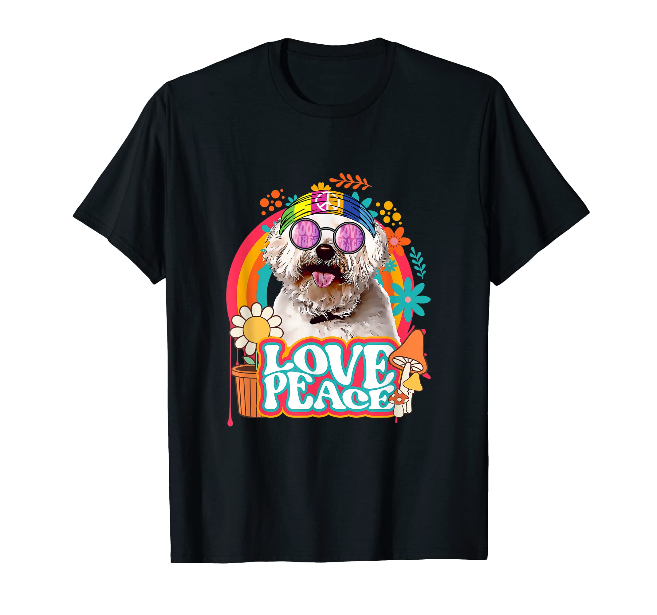 Hippie Bichons Frise Dog 60S 70S T-Shirt - Fun Novelty Design for Adults - T-Shirt, Sweatshirt, Hoodie