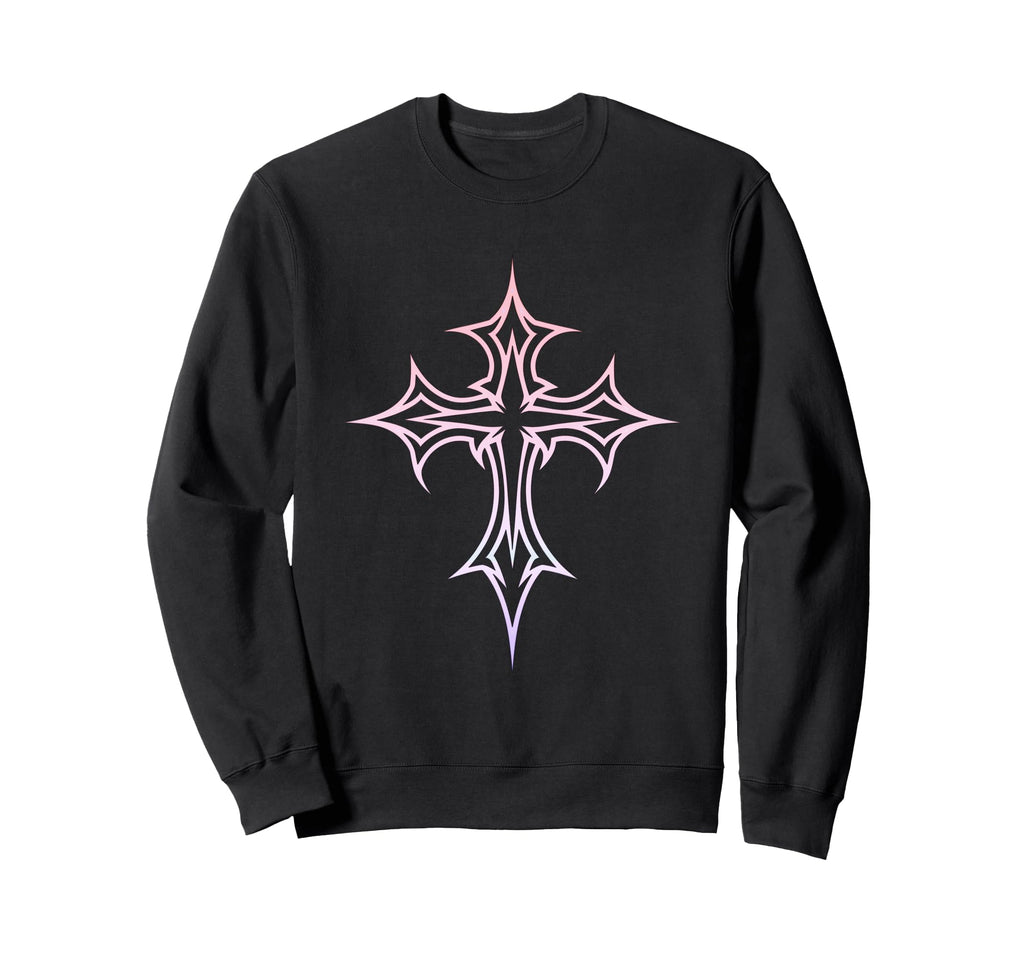 Gothic Cross Y2K Aesthetic Emo Goth Sweatshirt - Unique Graphic Unisex - T-Shirt, Sweatshirt, Hoodie