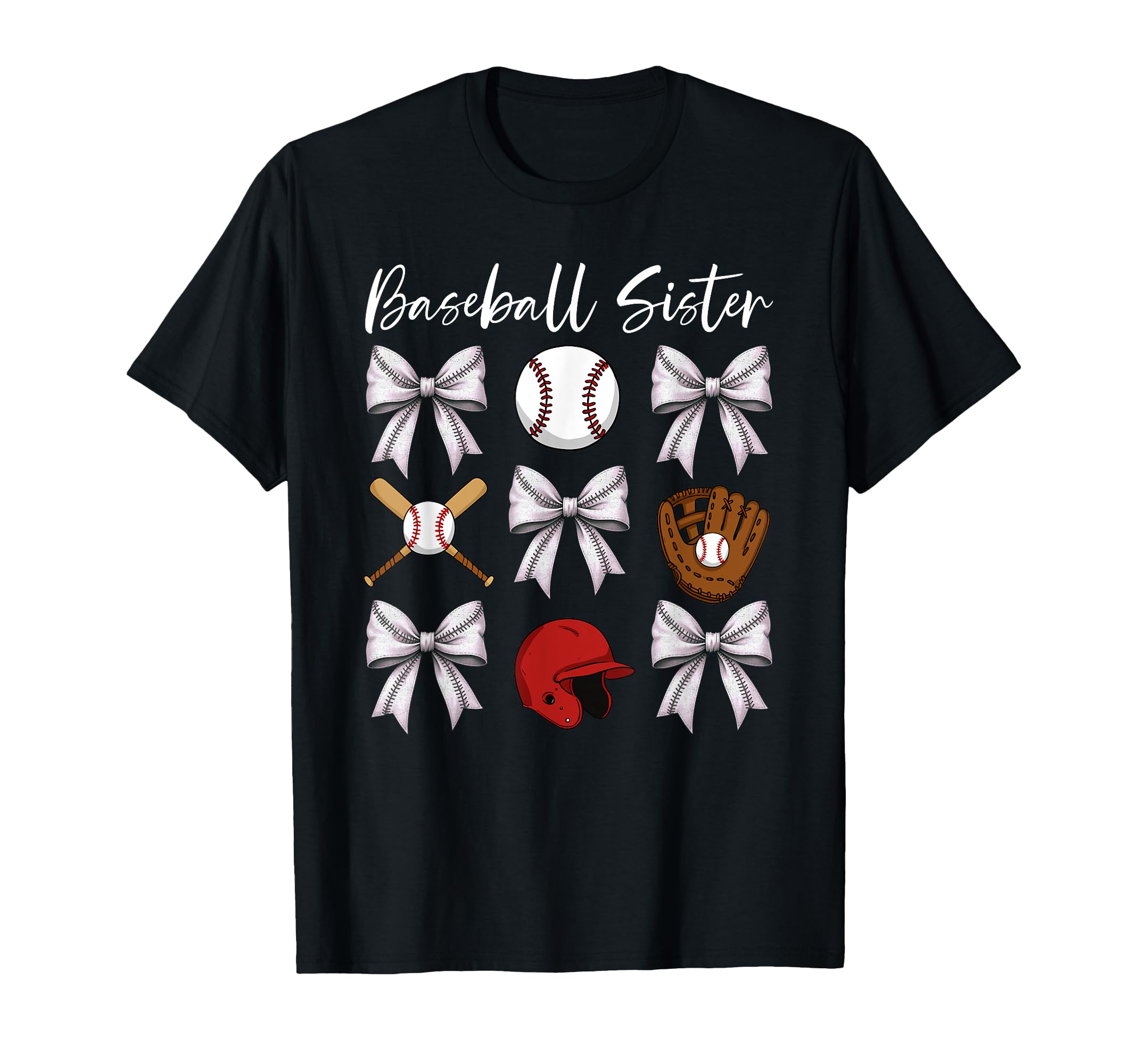 Baseball Sister Coquette Bow Cheer T-Shirt - Novelty Apparel Unisex - T-Shirt, Sweatshirt, Hoodie