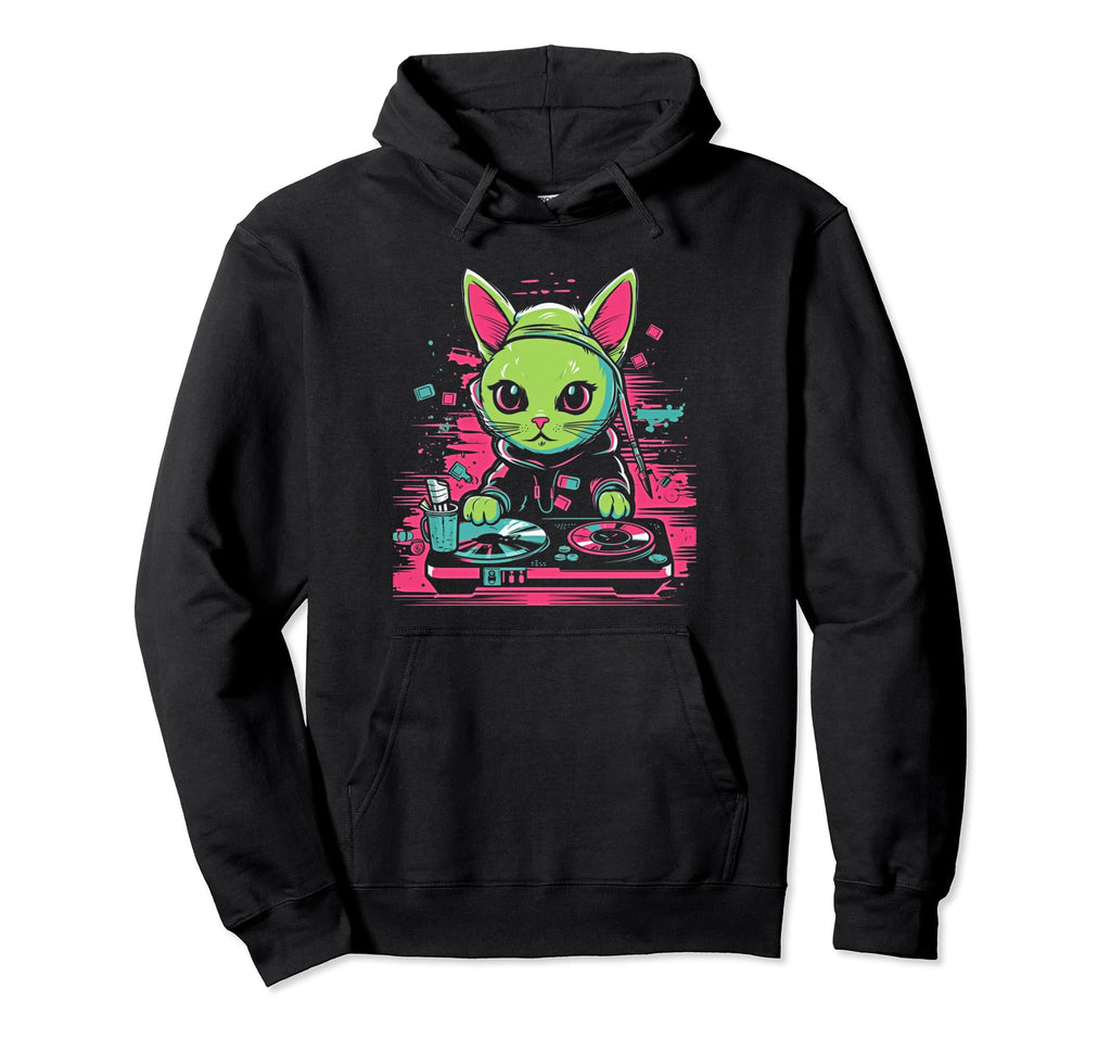 Kawaii Cat Dj Japanese Edm Y2K Aesthetic 4 Hoodie - Novelty Apparel Unisex - T-Shirt, Sweatshirt, Hoodie