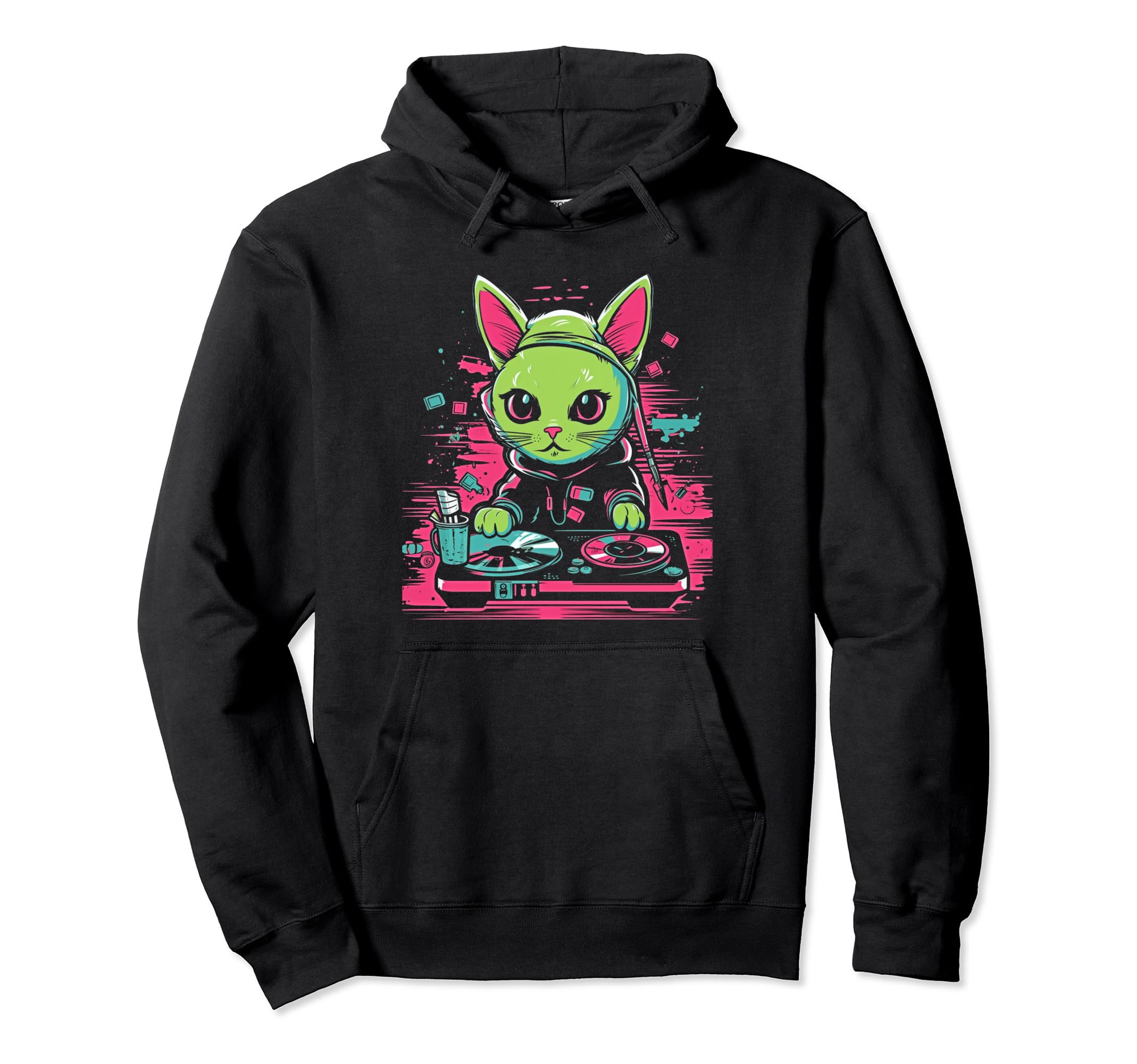 Kawaii Cat Dj Japanese Edm Y2K Aesthetic 4 Hoodie - Novelty Apparel Unisex - T-Shirt, Sweatshirt, Hoodie