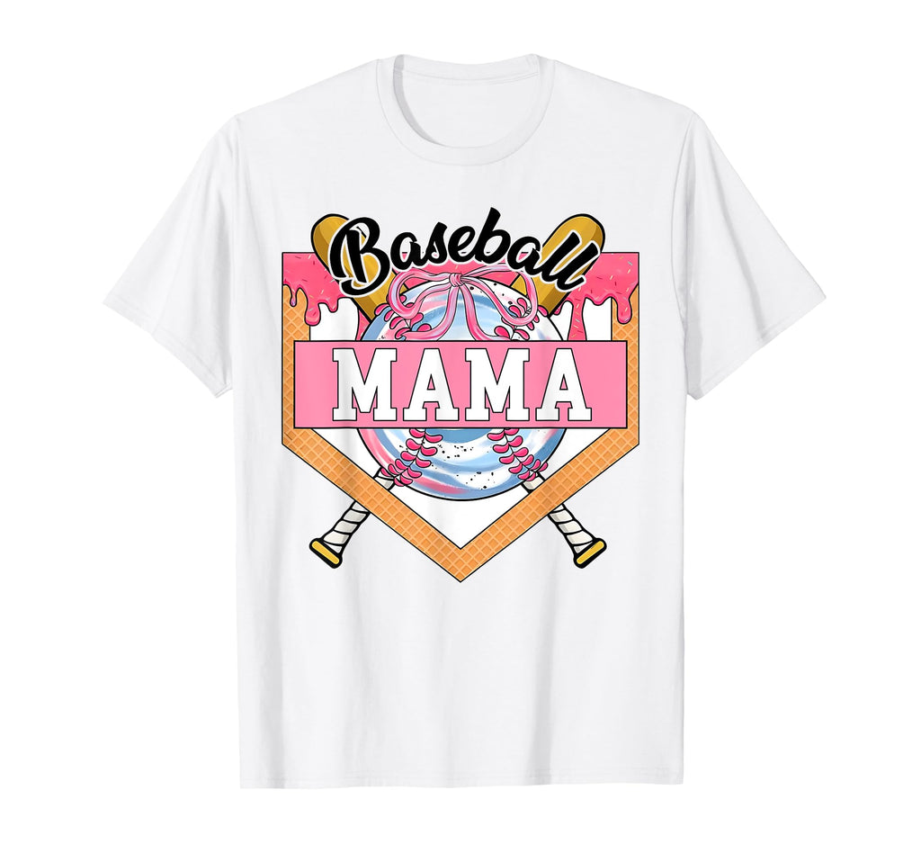 Baseball Mama Coquette Bow Game Day T-Shirt - Novelty Apparel Unisex - T-Shirt, Sweatshirt, Hoodie