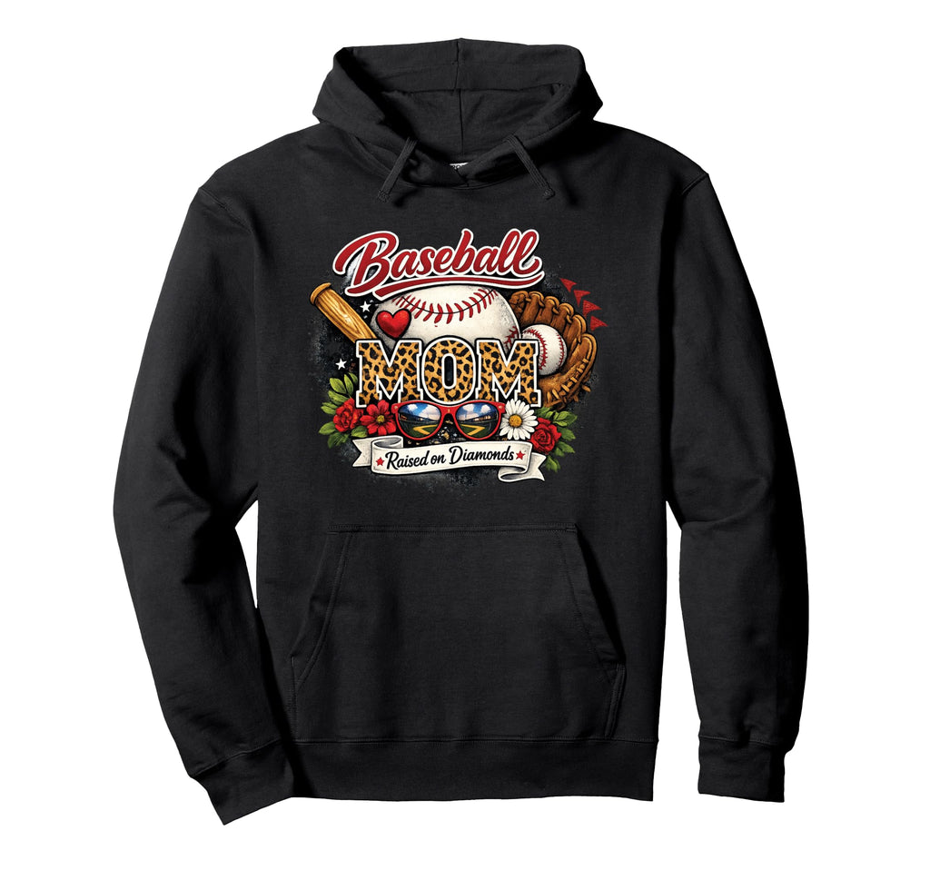 Grunge Baseball Mom Raised Diamonds Hoodie - Fun Novelty Design for Adults - T-Shirt, Sweatshirt, Hoodie
