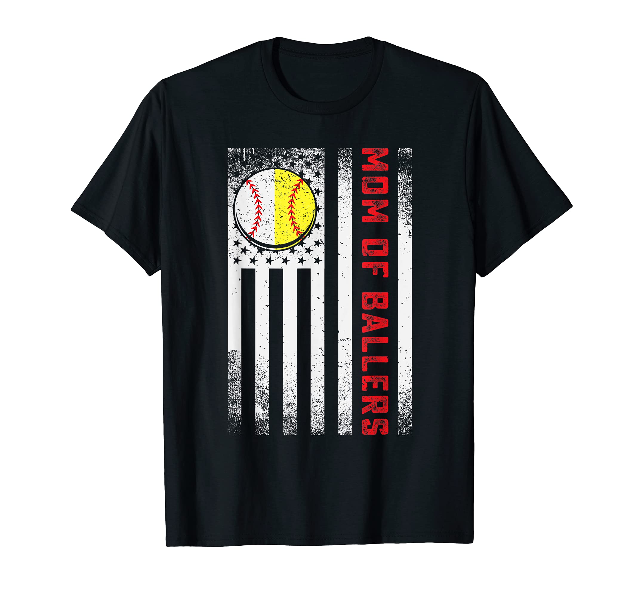 American Flag Mom Softball Daughter T-Shirt - Casual Everyday Wear Unisex - T-Shirt, Sweatshirt, Hoodie