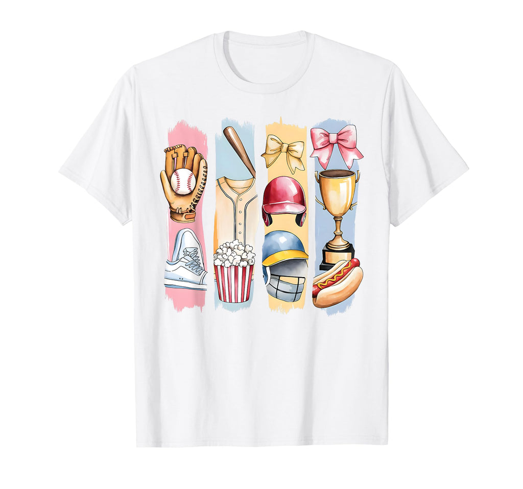 Brushstroke Baseball Coquette Bow Mom T-Shirt - Minimalist Print Unisex - T-Shirt, Sweatshirt, Hoodie