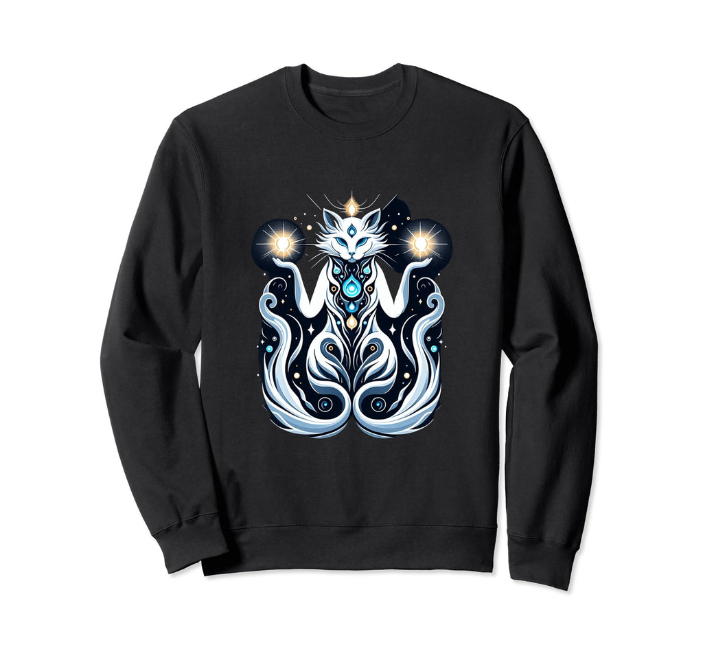 Angelic Cat Light Spirit Boho Sweatshirt - Streetwear Style for Adults - T-Shirt, Sweatshirt, Hoodie