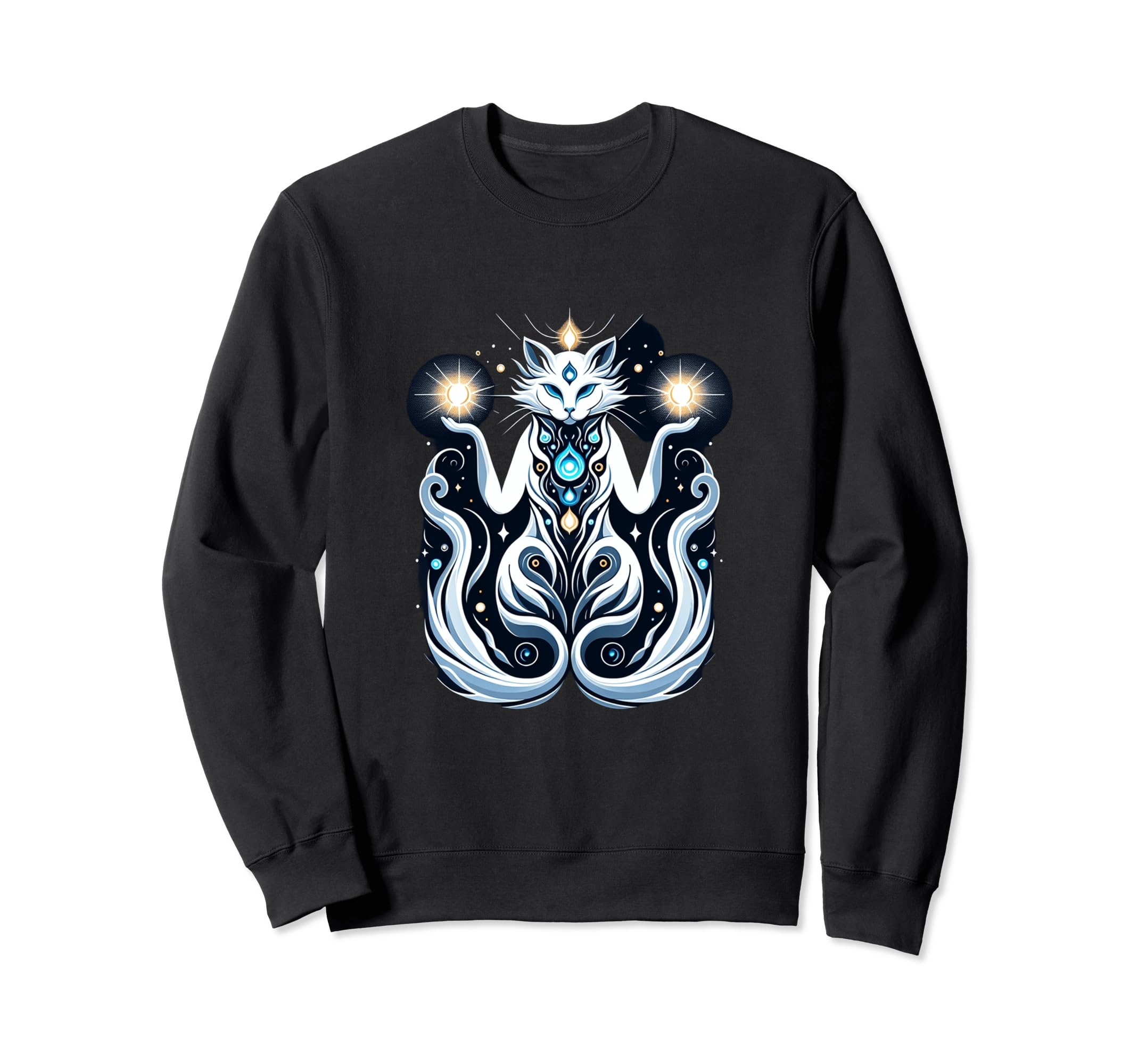 Angelic Cat Light Spirit Boho Sweatshirt - Streetwear Style for Adults - T-Shirt, Sweatshirt, Hoodie