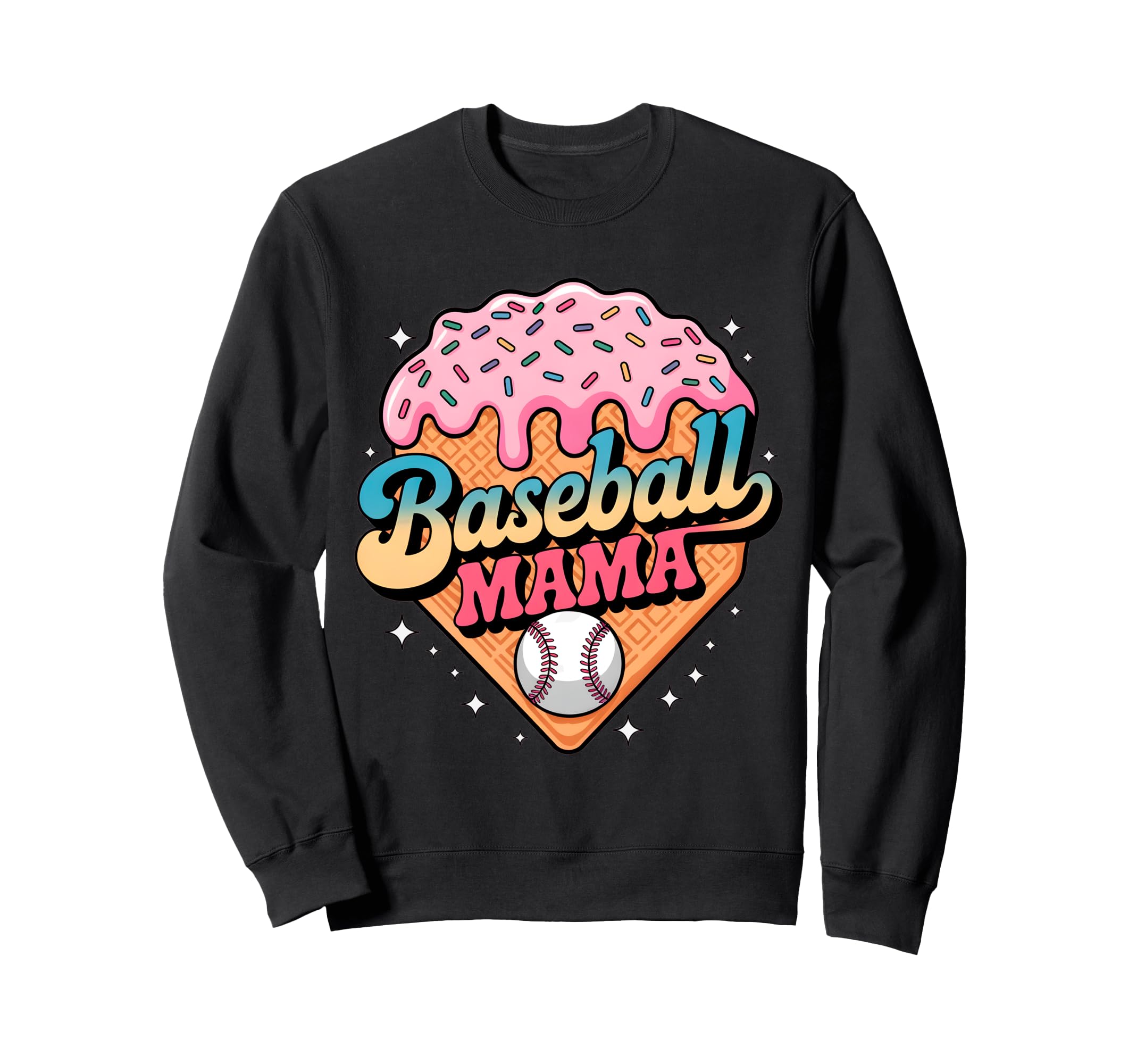 Ice Cream Baseball Mama Sports Mom Sweatshirt - Custom Art Print for Adults - T-Shirt, Sweatshirt, Hoodie
