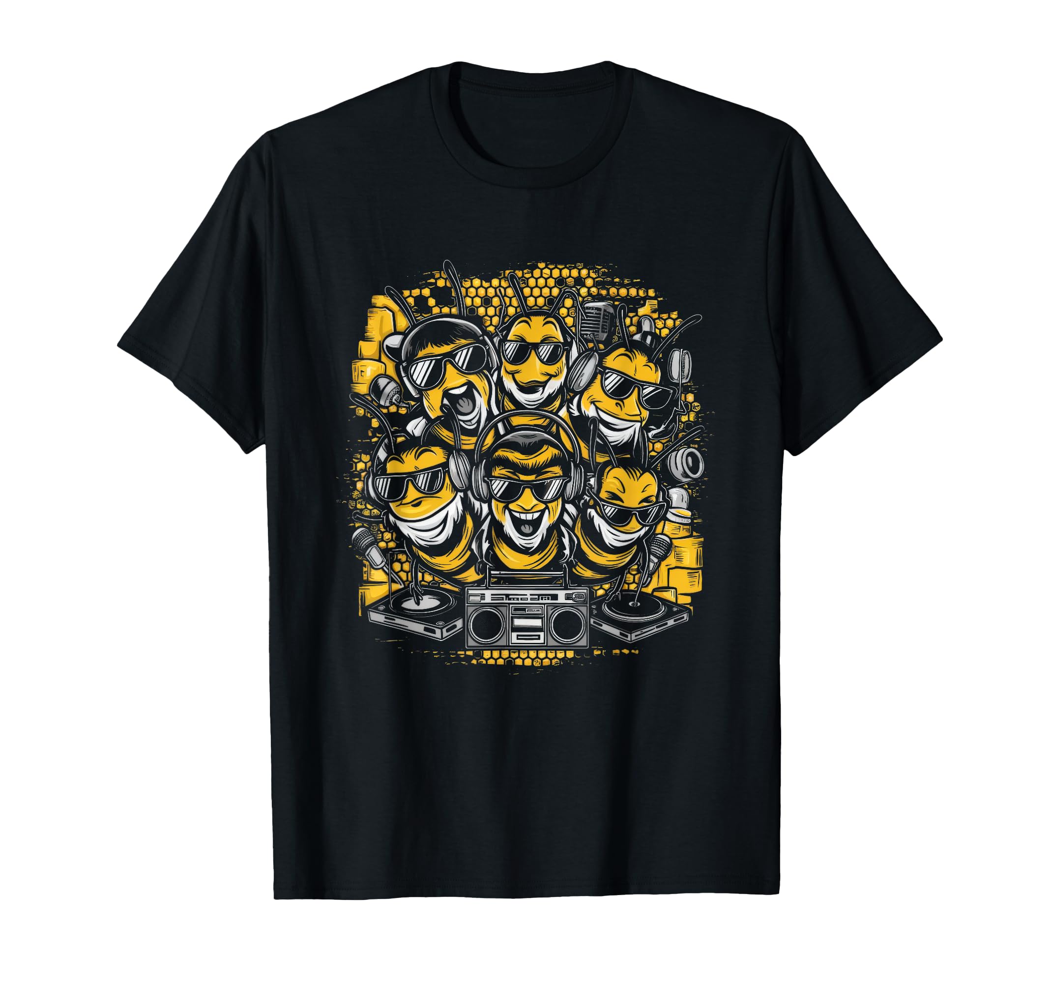 Bees Hip Hop Oldschool Rap Lover T-Shirt - Novelty Apparel for Adults - T-Shirt, Sweatshirt, Hoodie