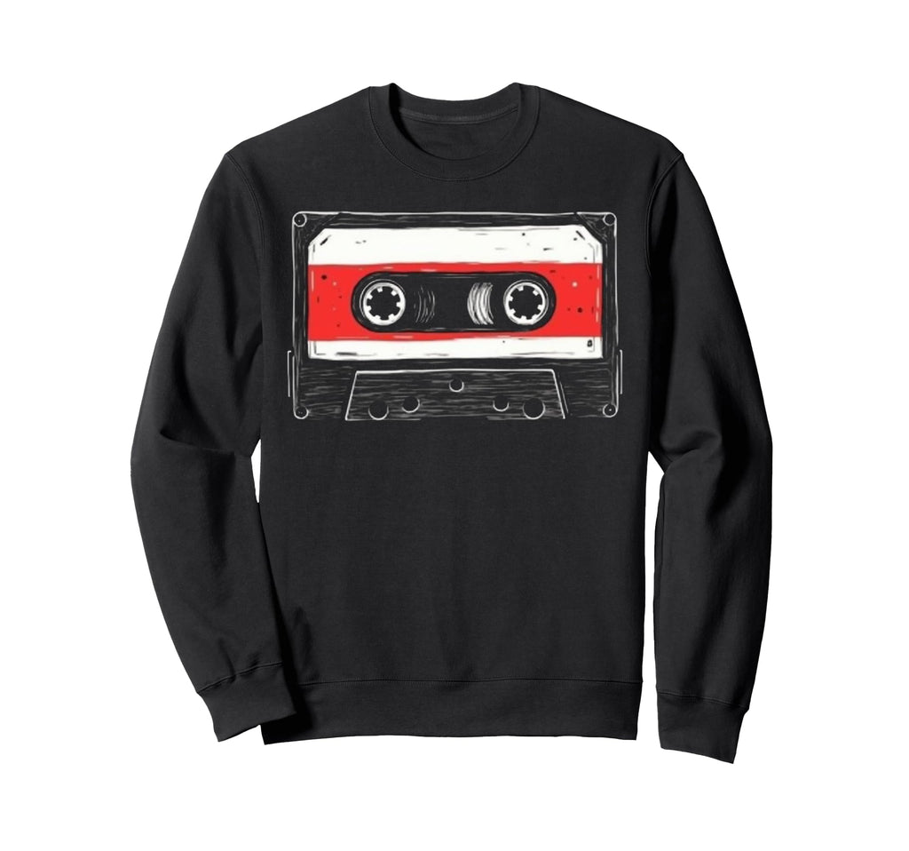 Nostalgic Music Lovers Art Cassette Sweatshirt - Trendy Graphic for Adults - T-Shirt, Sweatshirt, Hoodie