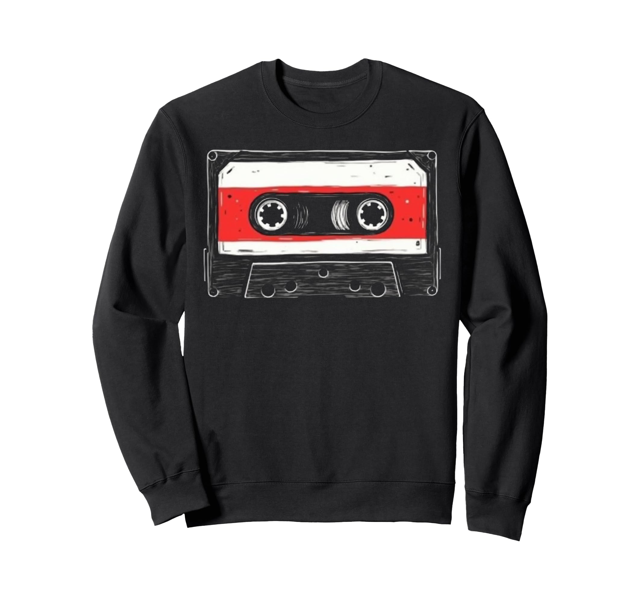 Nostalgic Music Lovers Art Cassette Sweatshirt - Trendy Graphic for Adults - T-Shirt, Sweatshirt, Hoodie