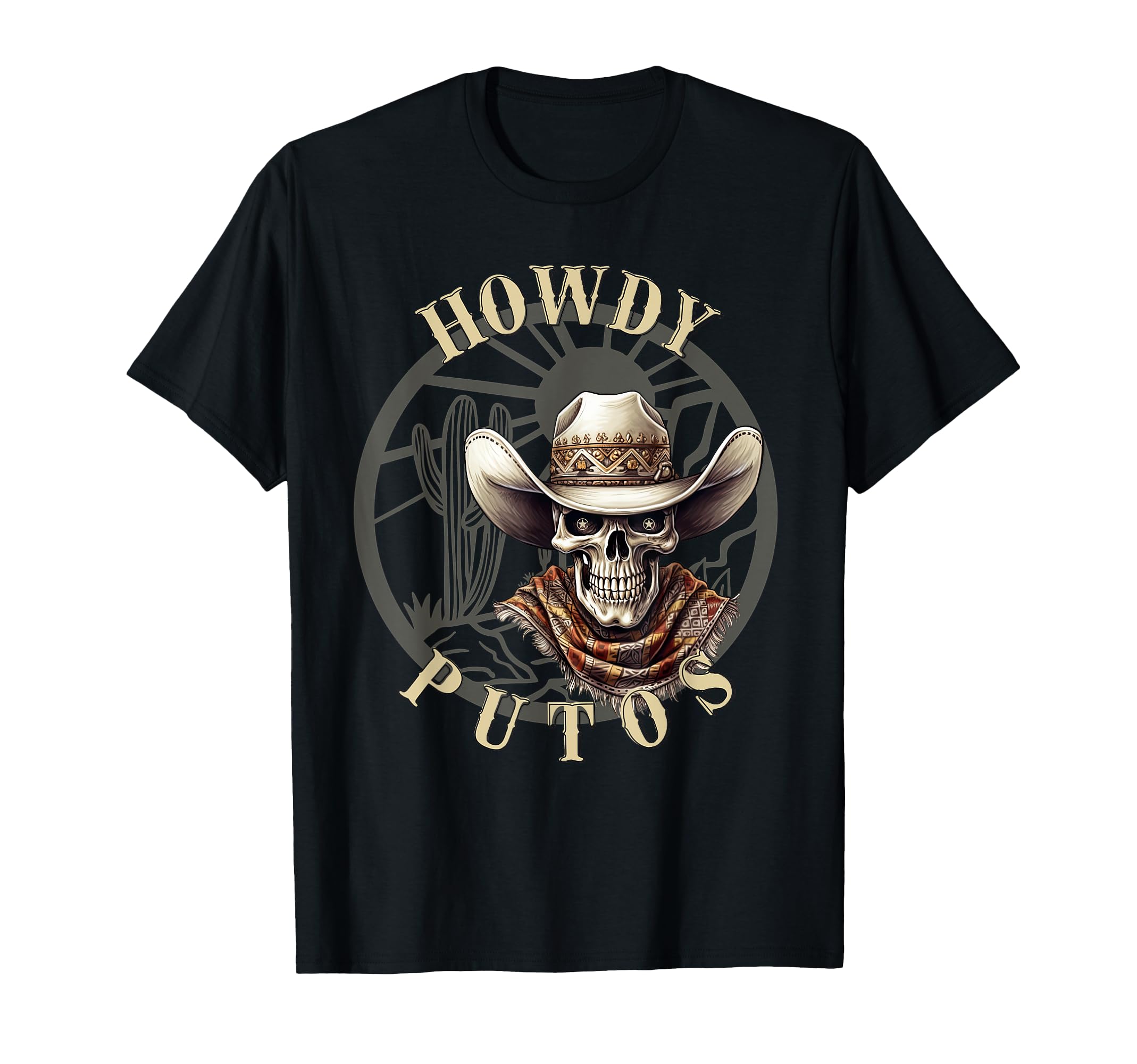 Howdy Putos Skelleton Cowboy T-Shirt - Aesthetic Graphic for Adults - T-Shirt, Sweatshirt, Hoodie