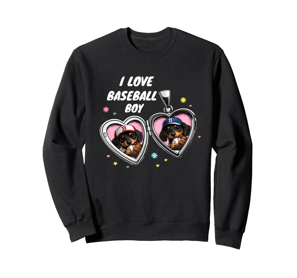 I Love Baseball Dog Locket Funny Sweatshirt - Aesthetic Graphic for Adults - T-Shirt, Sweatshirt, Hoodie