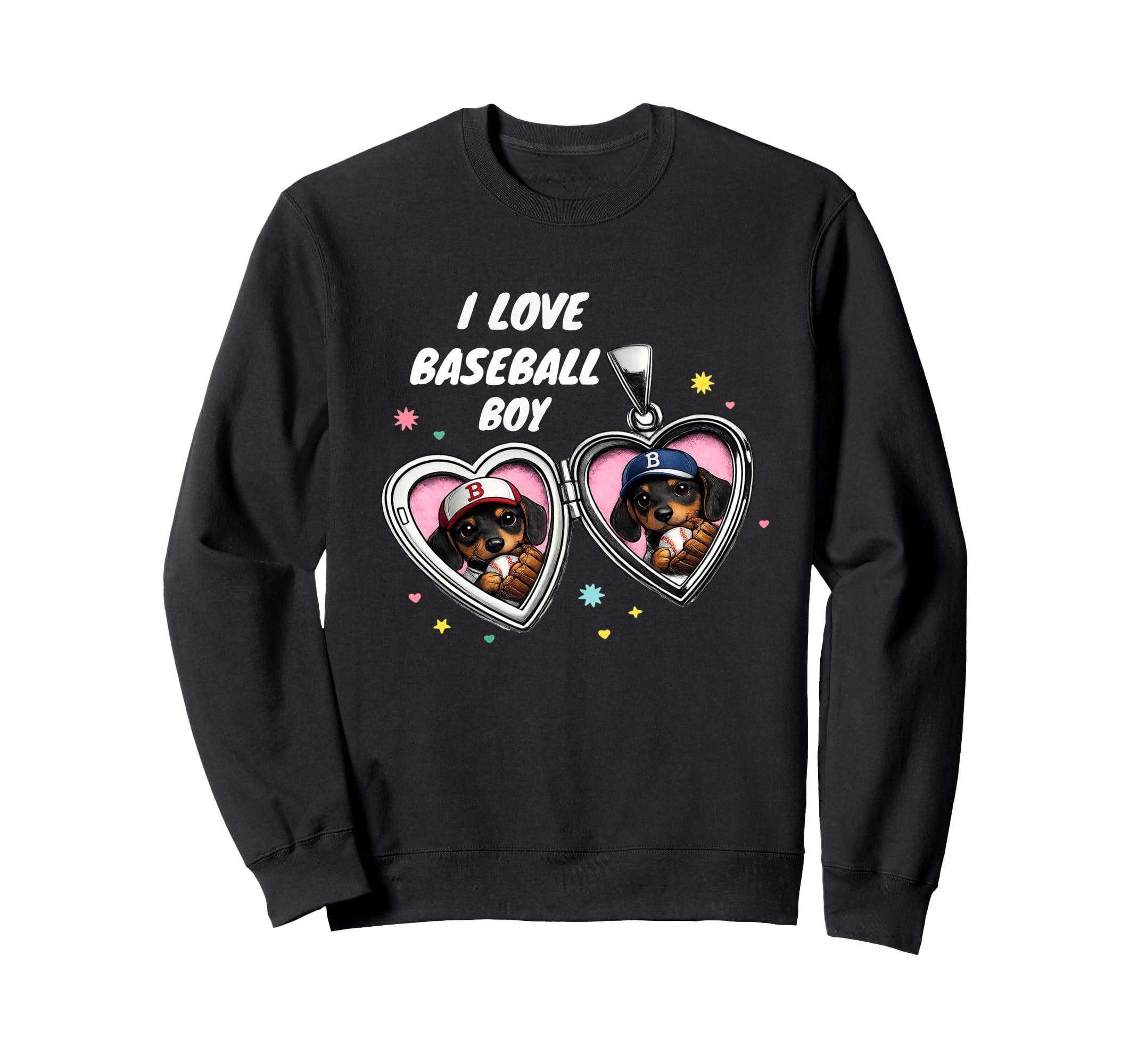 I Love Baseball Dog Locket Funny Sweatshirt - Aesthetic Graphic for Adults - T-Shirt, Sweatshirt, Hoodie