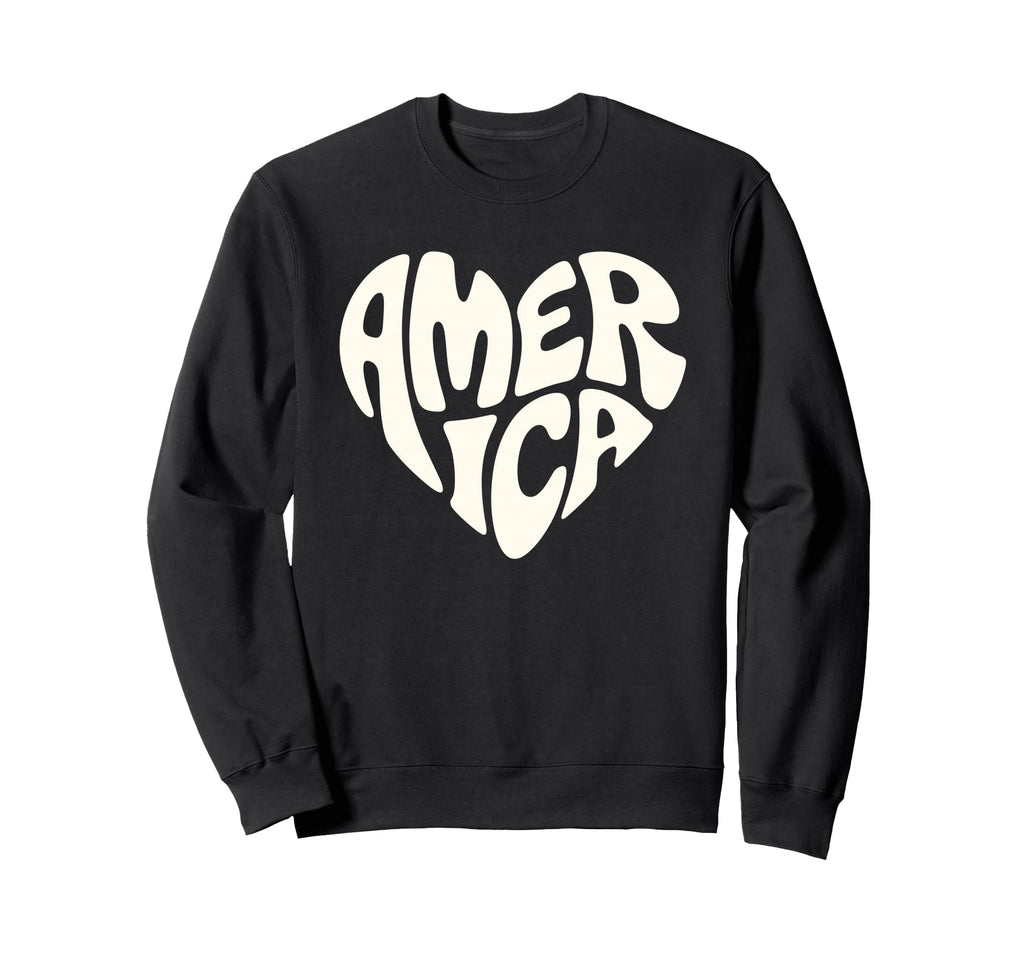 America Bubble Letters Patriotic Sweatshirt - Novelty Apparel Men Women - T-Shirt, Sweatshirt, Hoodie